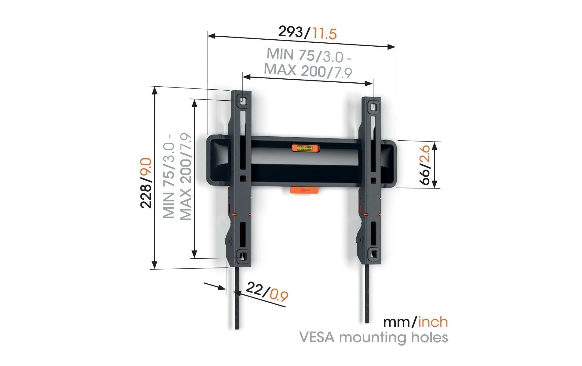 Vogel's TVM3205B – Feste Wandhalterung für 43", VESA 100×200, bis 30 kg, schwarz