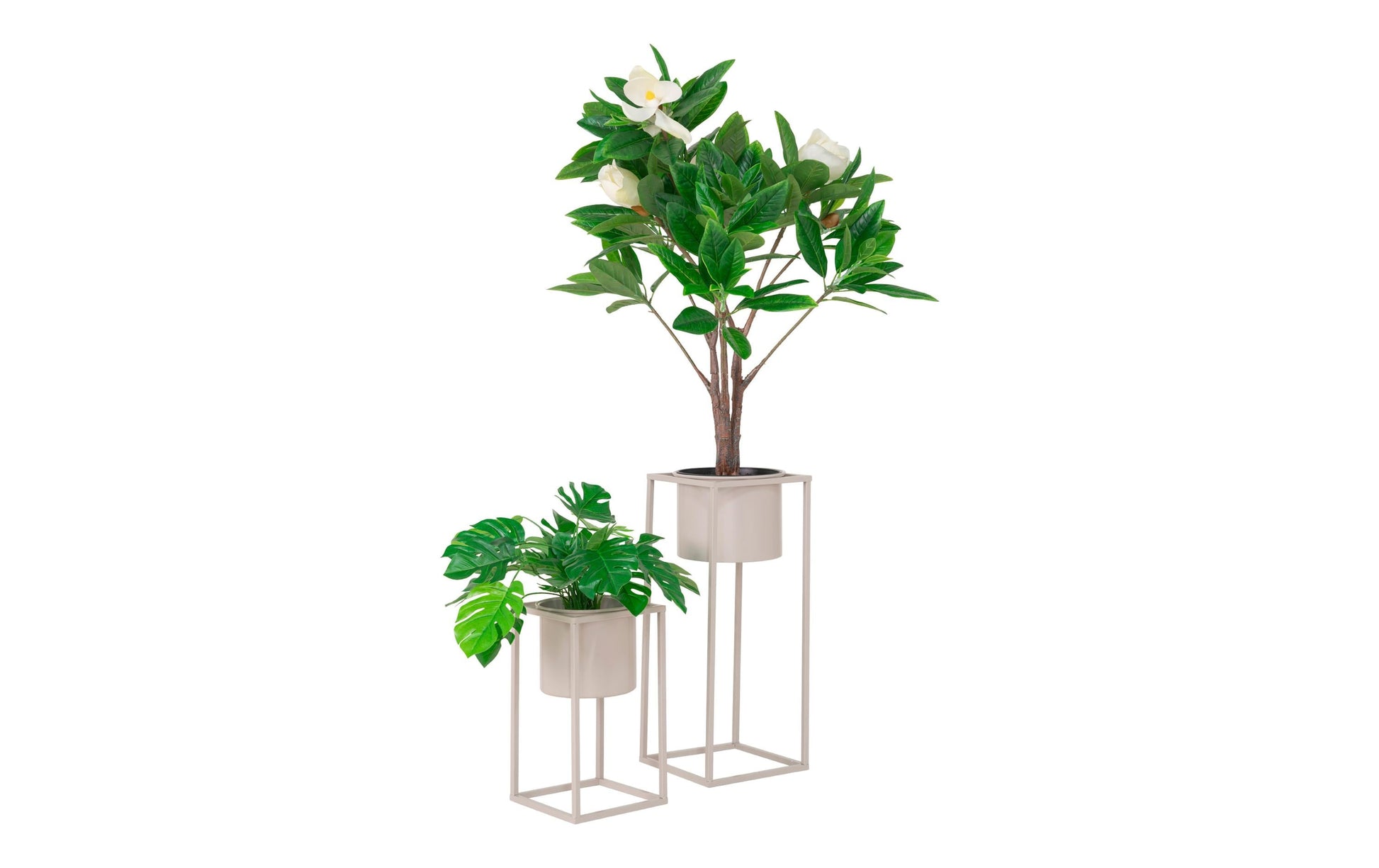House Nordic Blumentopf Marla, Stahl, Beige, Ø 19,5 × 31 cm, 2er-Set