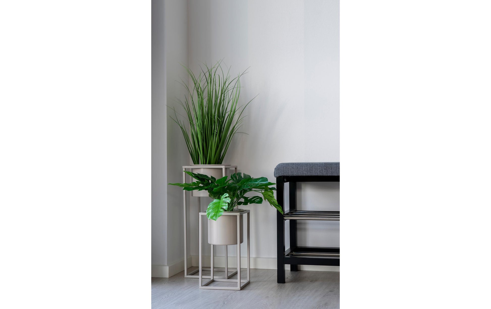 House Nordic Blumentopf Marla, Stahl, Beige, Ø 19,5 × 31 cm, 2er-Set