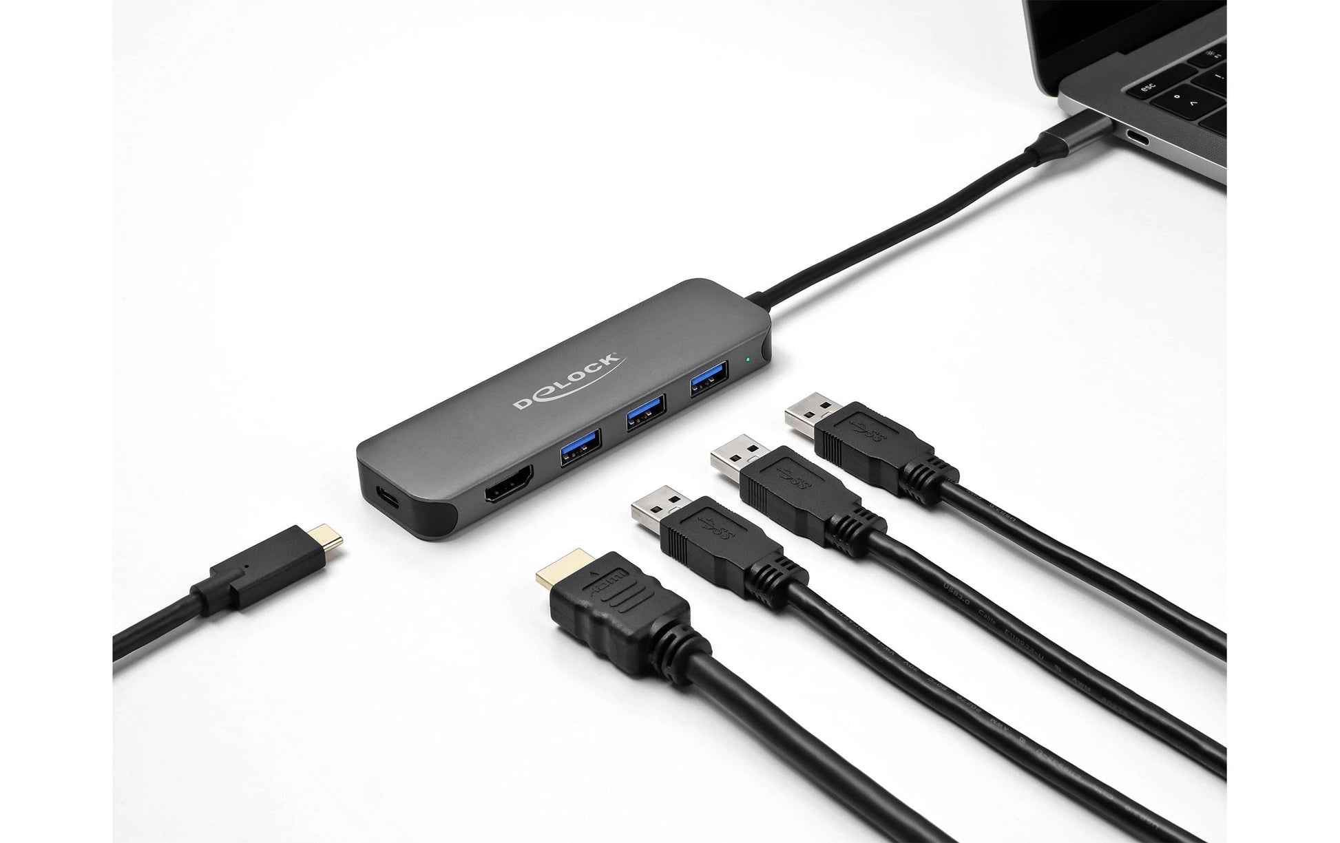 DeLOCK 64171 Multiport-Adapter – USB-C, 1× HDMI, 3× USB-A, 85 W PD, für Windows/Linux/Android