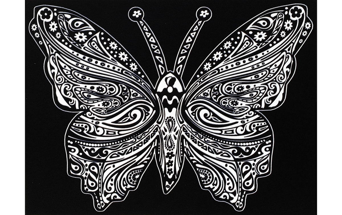 Tataruga Malkarten – A4 – 1 Stk. – schwarz, Schmetterling, samt