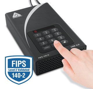 Apricorn Aegis Padlock DT – 2 TB HDD, USB 3.2 Gen 1, 256-Bit AES, FIPS 140-2, Aluminium, Schwarz
