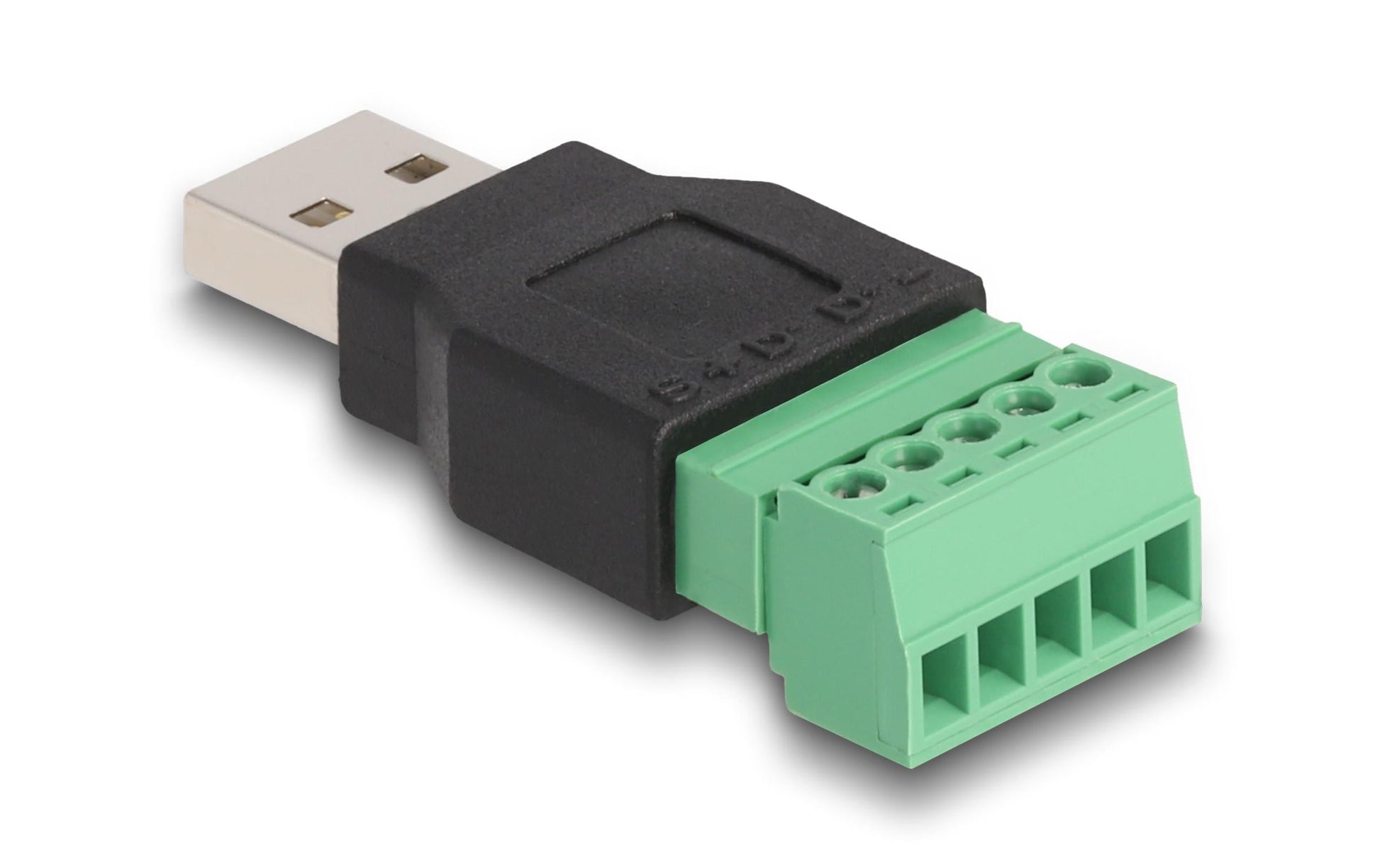 DeLOCK USB-A zu Terminalblock Adapter – USB 2.0 (480 Mbit/s), 1×5-Pin Terminalblock, Schwarz/Grün