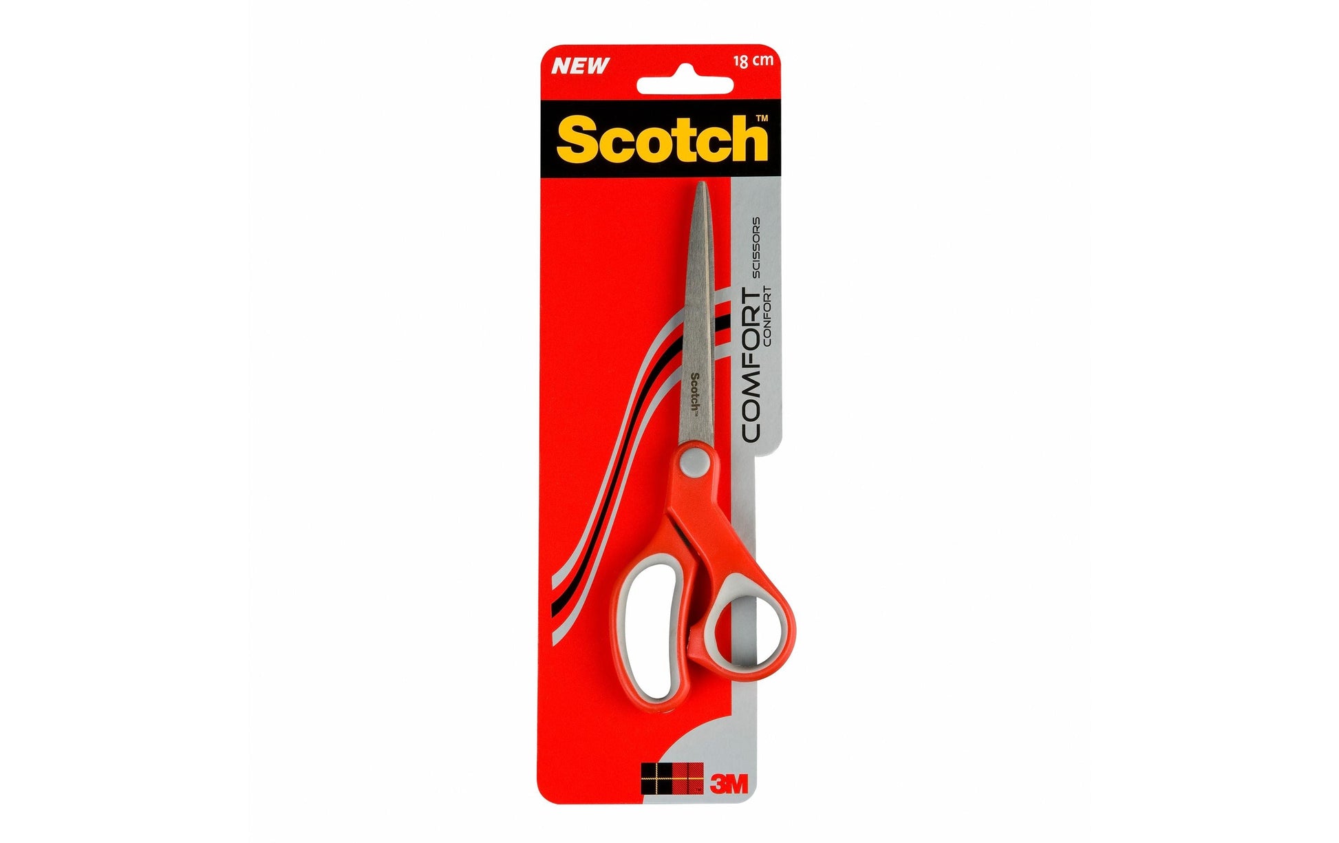 Scotch Universalschere – 18 cm, Edelstahl, für Rechts- und Linkshänder, abgerundet, Kunststoff, Rot