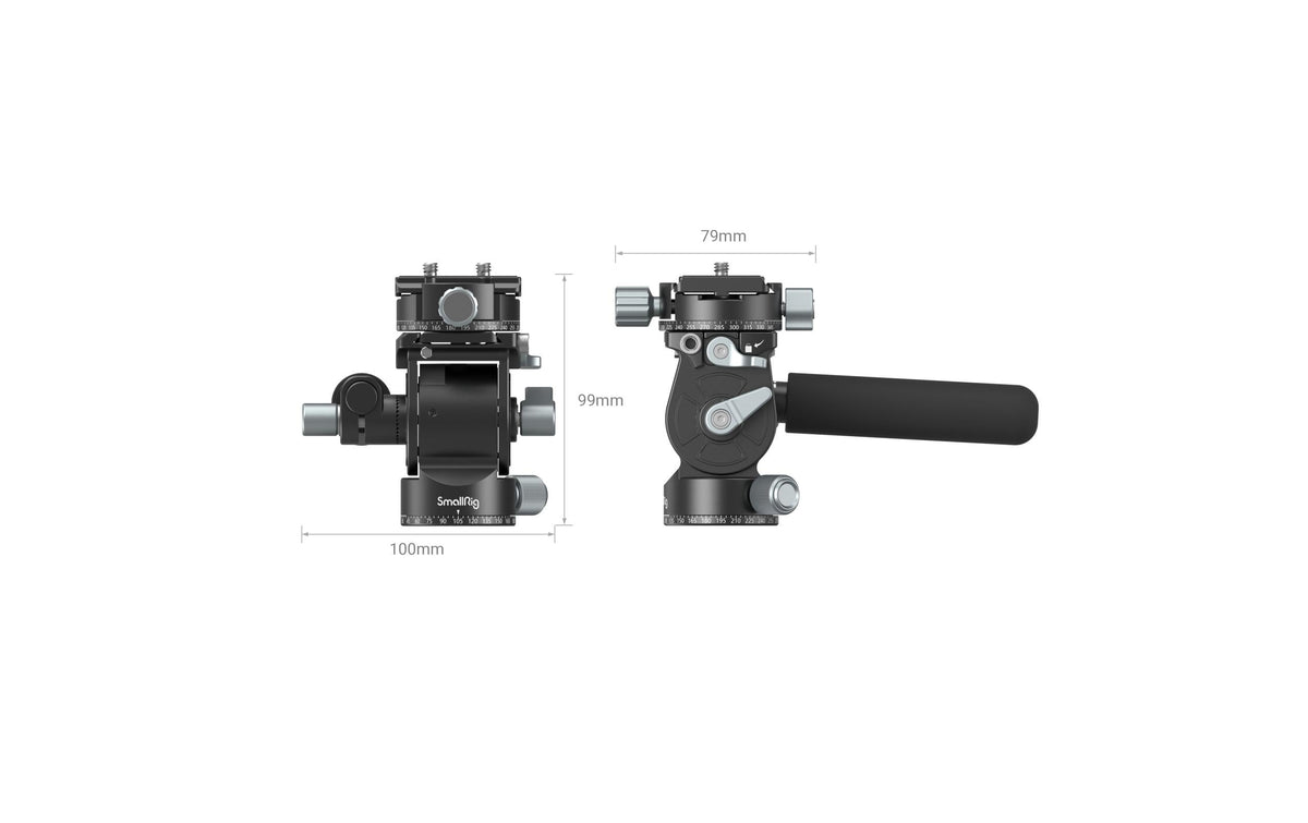 SmallRig Leichter Flüssigkeits-Videokopf – Flüssigkeits-Videokopf, Traglast 5 kg, Höhe 104 mm – Schwarz