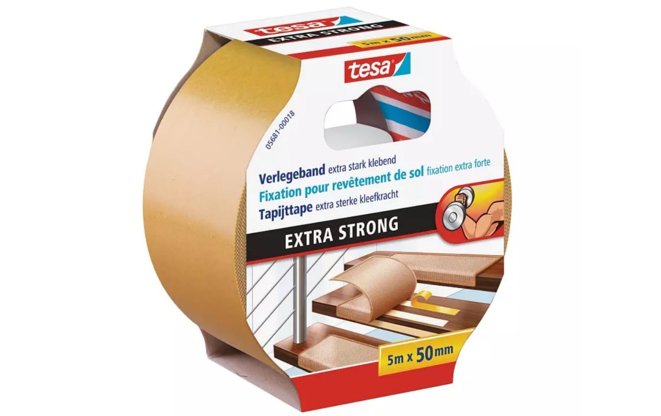 Tesa Montageband Extra Strong, für den Innenbereich, für glatte Oberflächen – 50 mm × 5 m, weiss