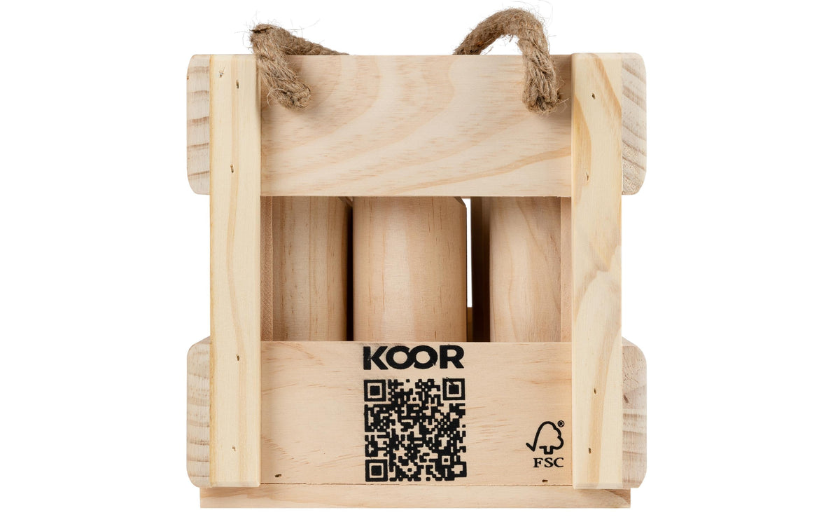 KOOR Mölkky – 3–6 Spieler – Wurfstock 5 × 20 cm, Leikki 5 × 15 cm – ab 6 Jahren – Holz, braun – FSC