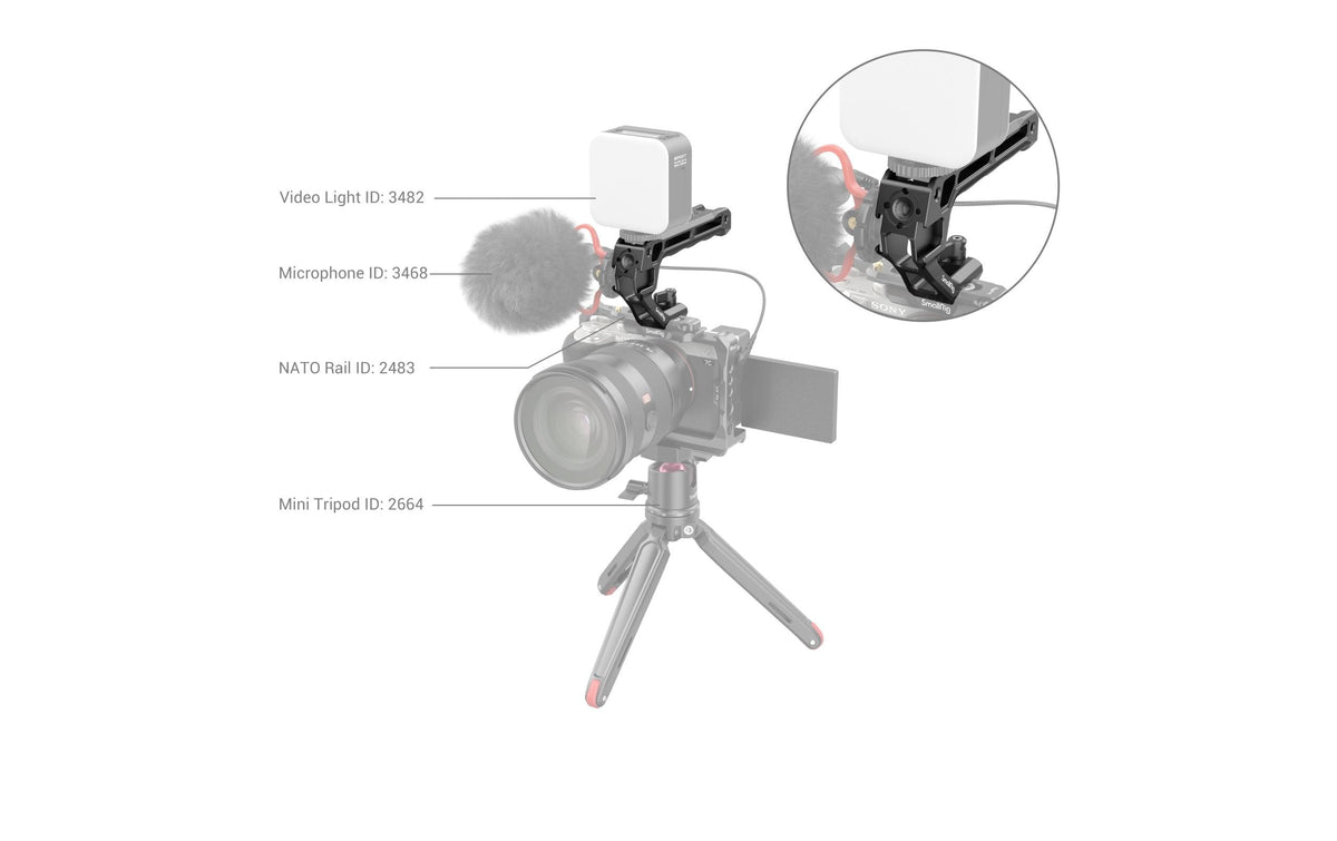 SmallRig 3766 NATO Top Handle – Aluminium, 10 kg, 1/4" & 3/8" – für NATO-Schiene – Schwarz