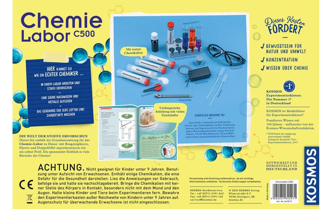 Kosmos Experimentier-Bausatz – Chemielabor C 500 X, inkl. Anleitung (52 Seiten), ab 9 Jahren