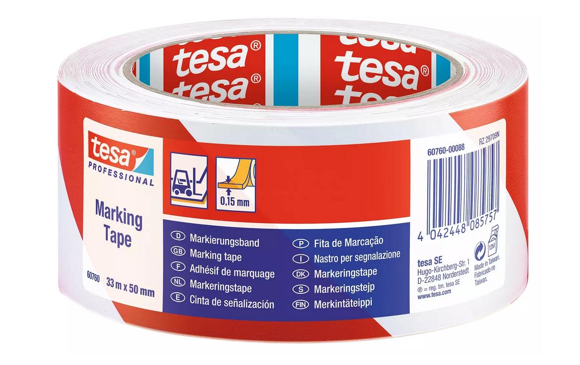 TESA Professionelles Malerband/Abdeckband – 50 mm × 33 m, weiss, PVC, wiederablösbar