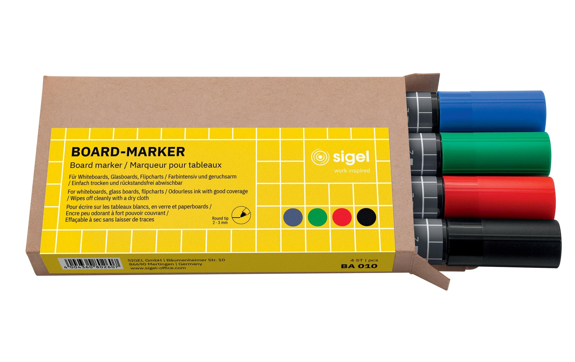 Sigel Non-Permanent-Marker BA010 – sortiert – 4er-Set