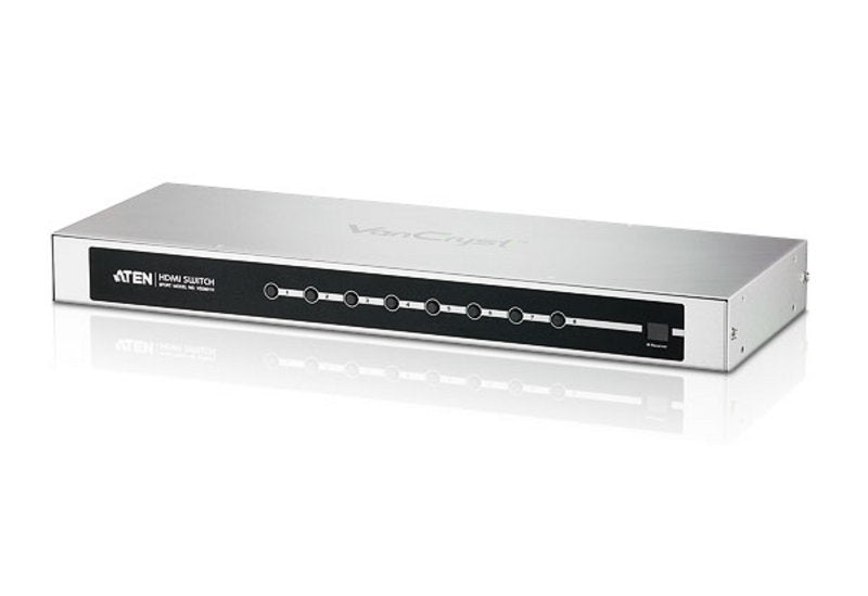 ATEN 1.3B – HDMI Switch, 8×1, WUXGA@60 Hz, 15 m, HDCP 1.4, IR, RS-232, Schwarz/Silber