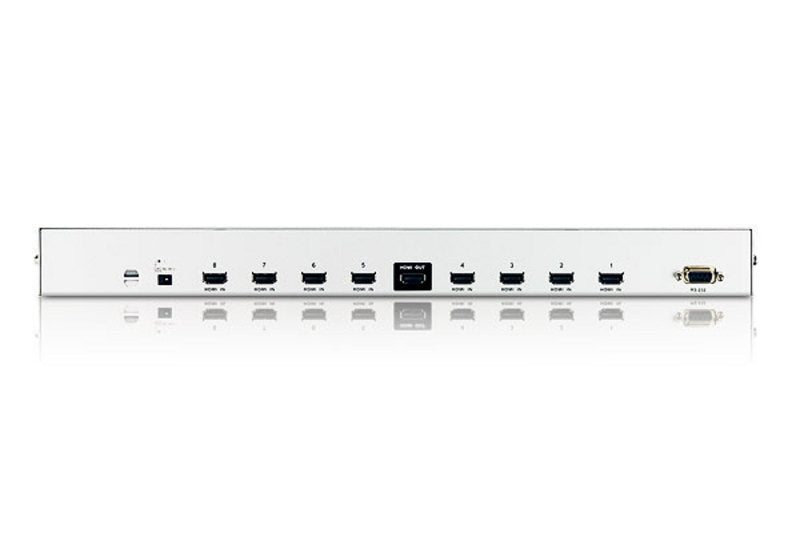 ATEN 1.3B – HDMI Switch, 8×1, WUXGA@60 Hz, 15 m, HDCP 1.4, IR, RS-232, Schwarz/Silber