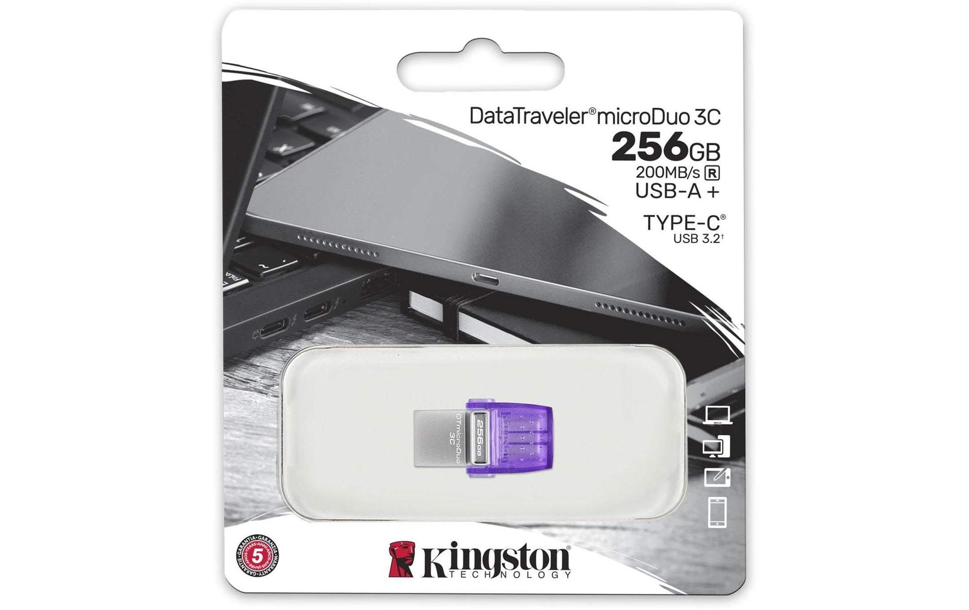 Kingston Technology Kingston DT MICRODUO 3C USB-Stick – 256 GB, USB-A, USB-C, 200 MB/s