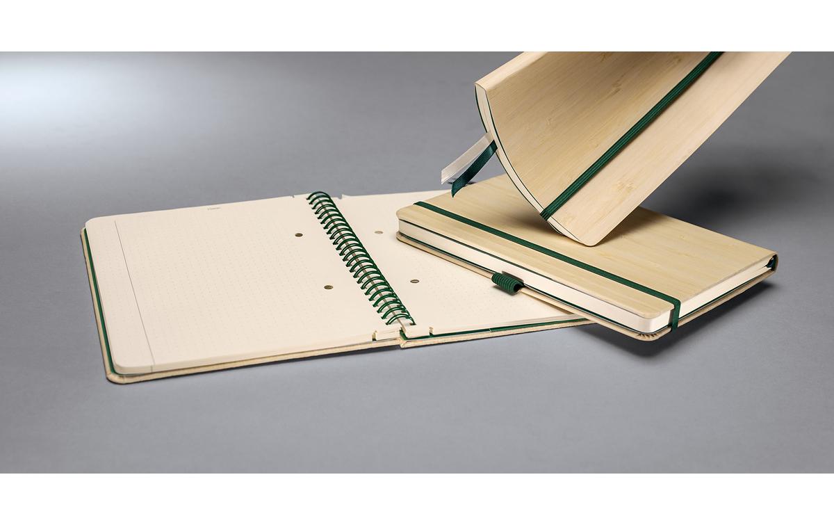 Sigel Collegeblock – A5 – perforiert, 2-fach gelocht, Einstecktasche, abgerundete Kanten, Bambus, FSC