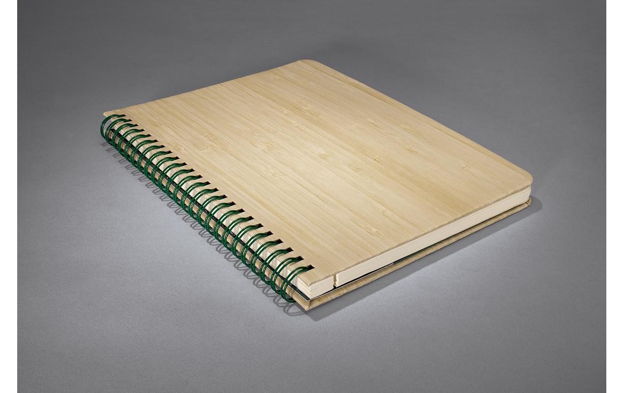 Sigel Collegeblock – A5 – perforiert, 2-fach gelocht, Einstecktasche, abgerundete Kanten, Bambus, FSC