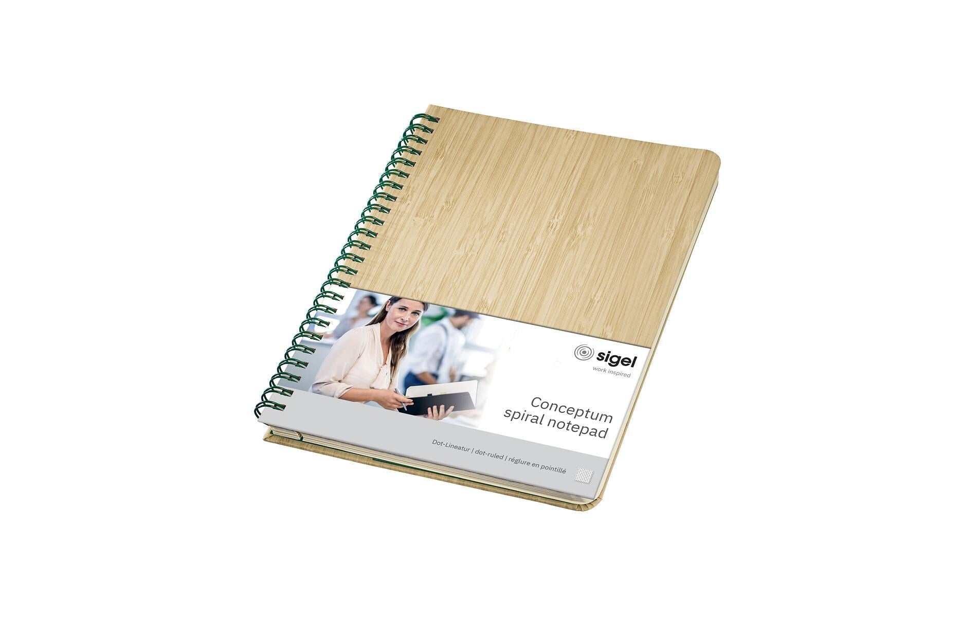 Sigel Collegeblock – A5 – perforiert, 2-fach gelocht, Einstecktasche, abgerundete Kanten, Bambus, FSC