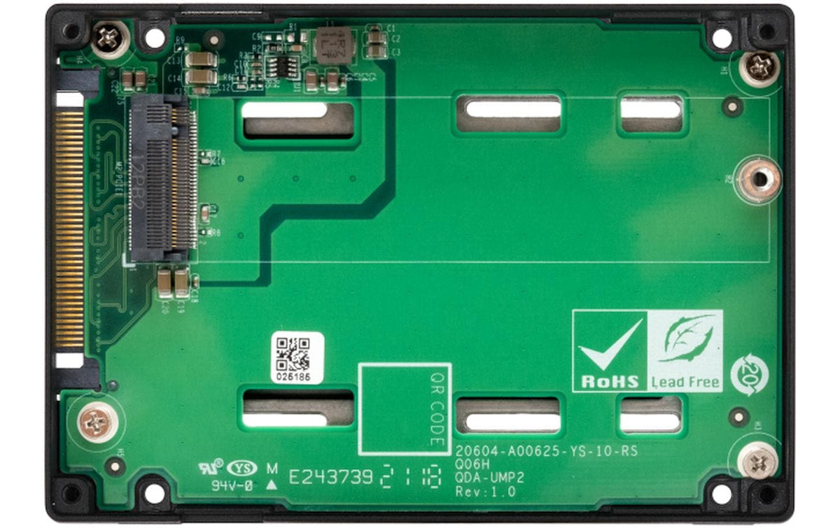 QNAP QDA-UMP4 Adapter SFF-8639 (U.2) zu M.2 NVMe – 4× M.2, 2,5", für Windows 7/8.1/10, Schwarz
