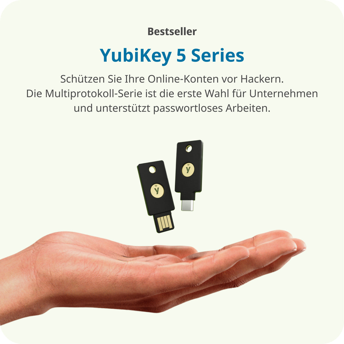 Yubico FIDO-HID-Gerät YubiKey 5C – für Windows, Mac OS, Linux, schwarz, IP68