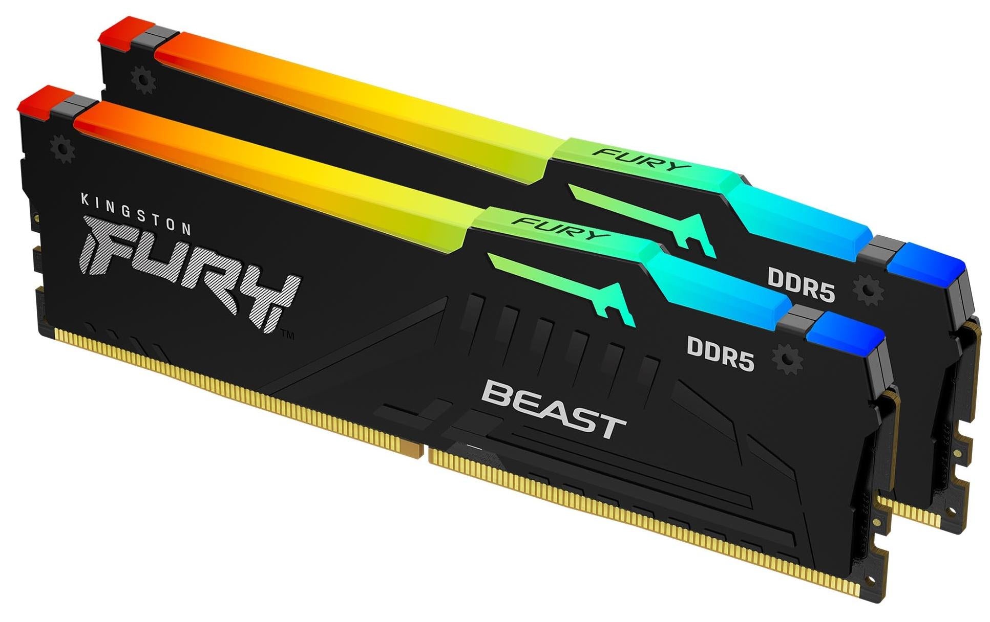 Kingston Technology Kingston FURY Beast – Arbeitsspeicher – 64 GB (2×32 GB) DDR5 5600 MT/s CL36, RGB, EXPO, 288‑pin DIMM