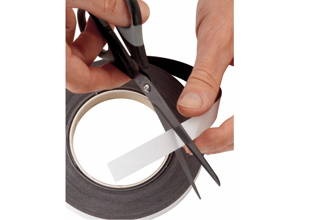 MAUL Magnetband – 25 × 10'000 mm, 1 mm dick, selbstklebend, schwarz/weiss
