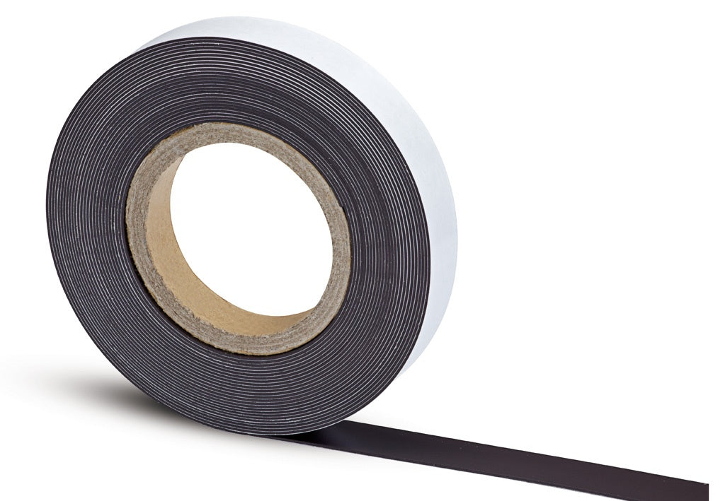 MAUL Magnetband – 25 × 10'000 mm, 1 mm dick, selbstklebend, schwarz/weiss