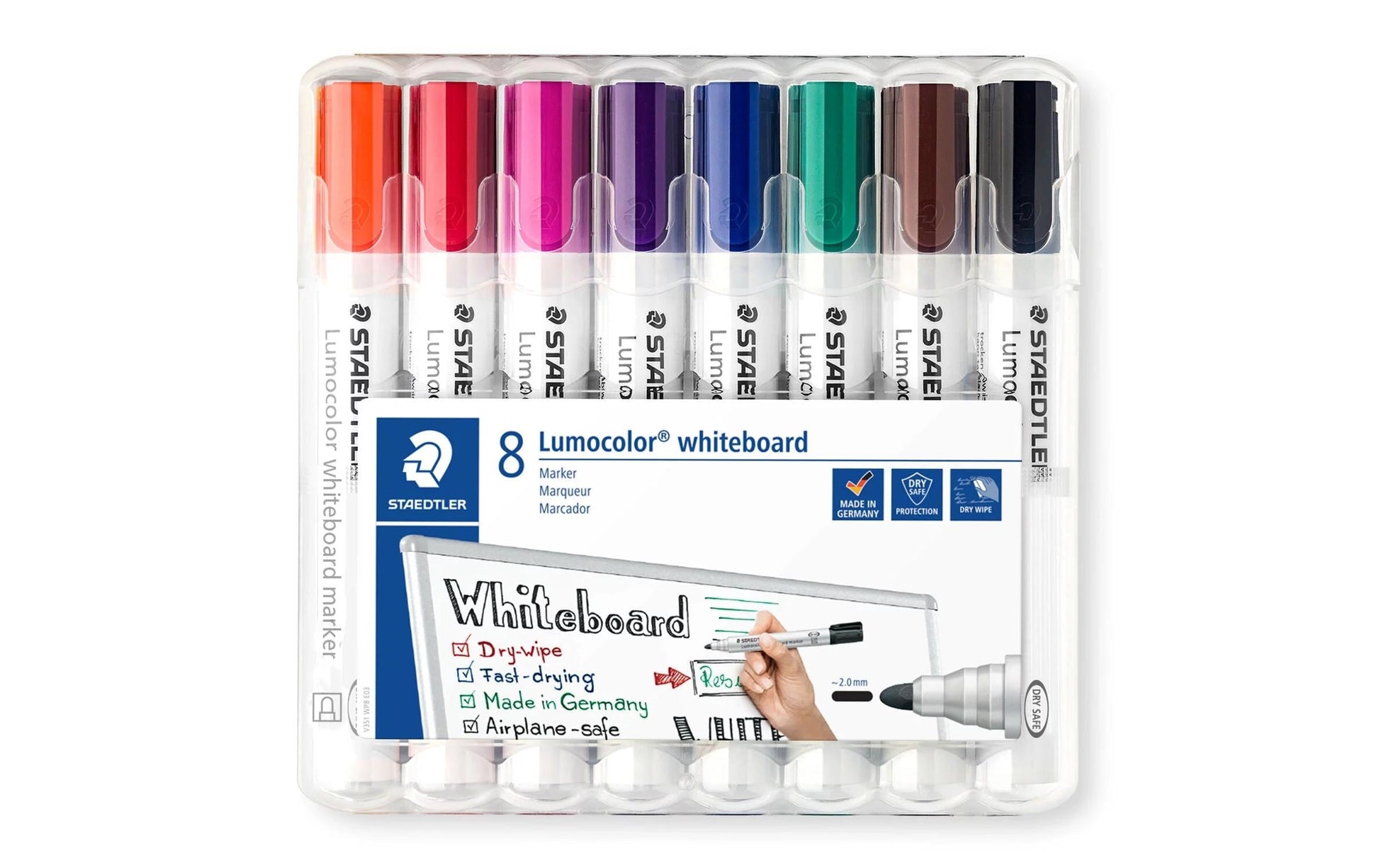 Staedtler Whiteboard-Marker – 8 Farben, 8 Stück, trocken abwischbar, nachfüllbar – für Whiteboards