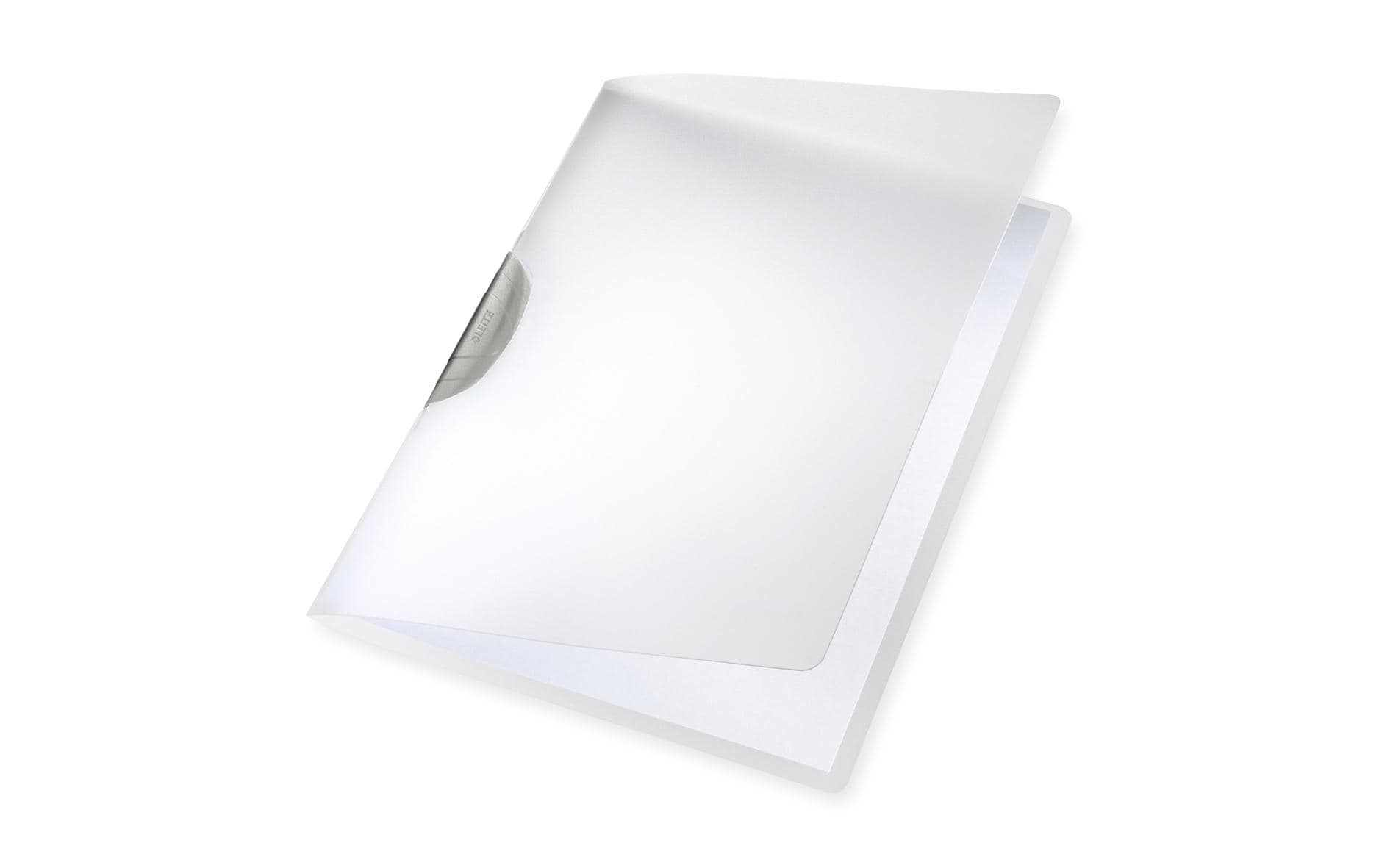 Leitz ColorClip Klemmhefter für A4, grau/transparent – transparenter Vorderdeckel – bis 30 Blatt