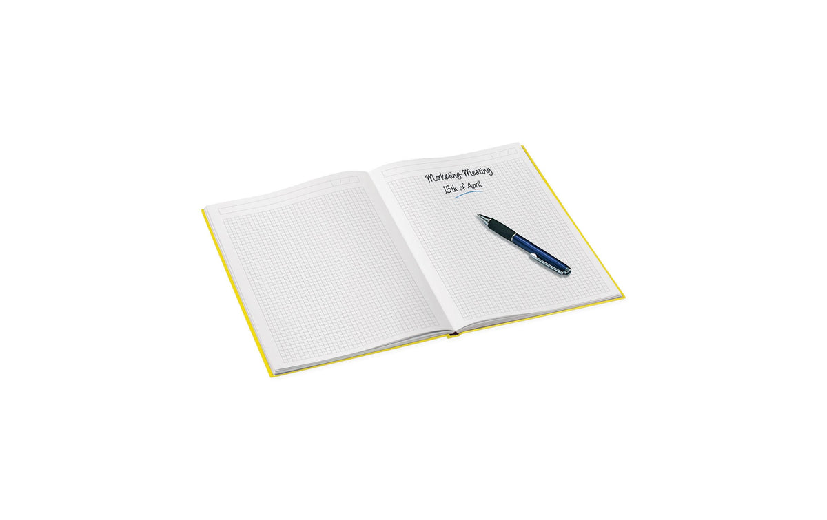 Leitz Notizbuch – A5 – kariert – 80 Blatt – 90 g/m² – Hardcover, geprägte Oberfläche – gelb – FSC