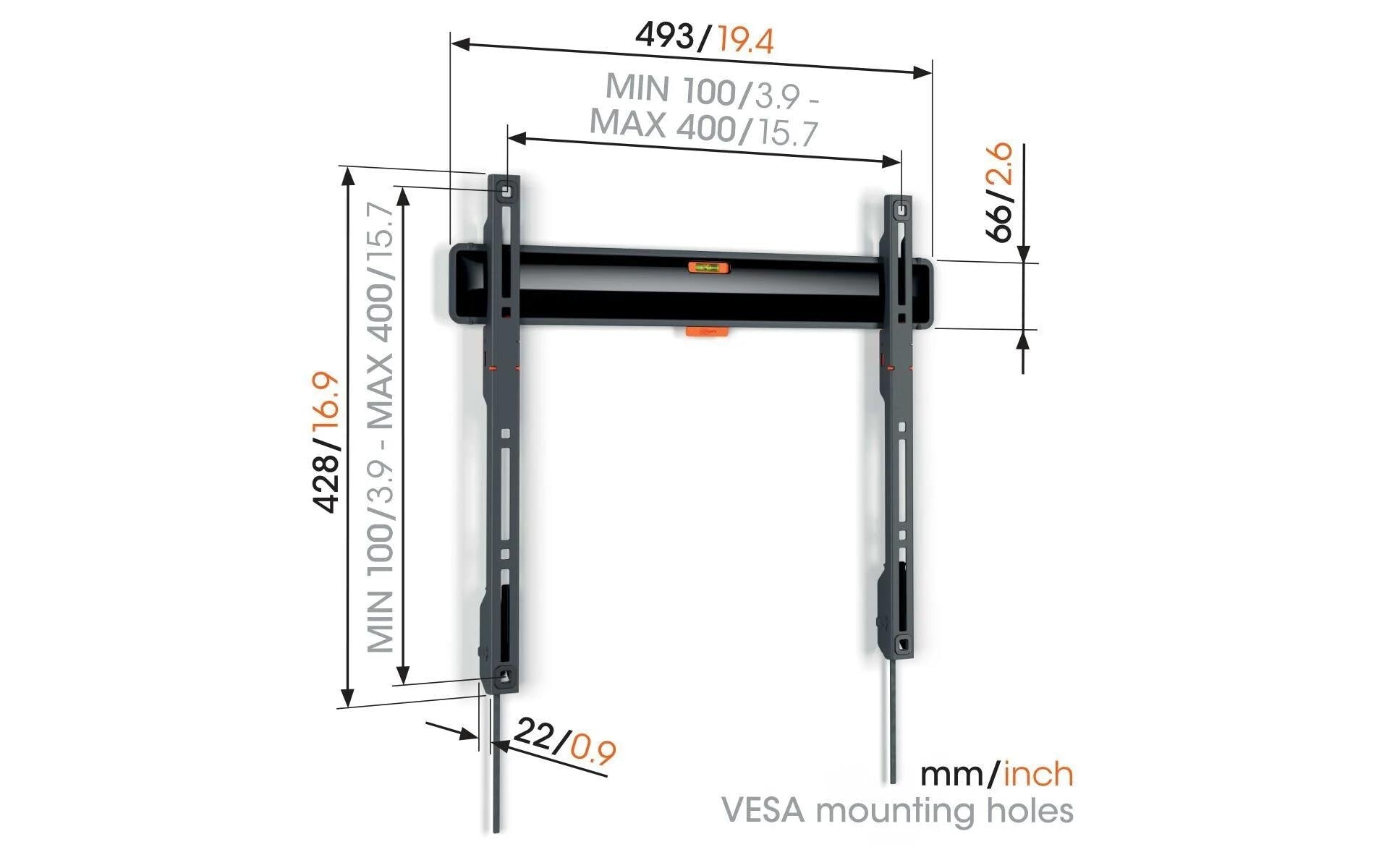 Vogel's TVM3405B – Wandhalterung, fix, für 60", VESA 100×100, bis 50 kg, schwarz