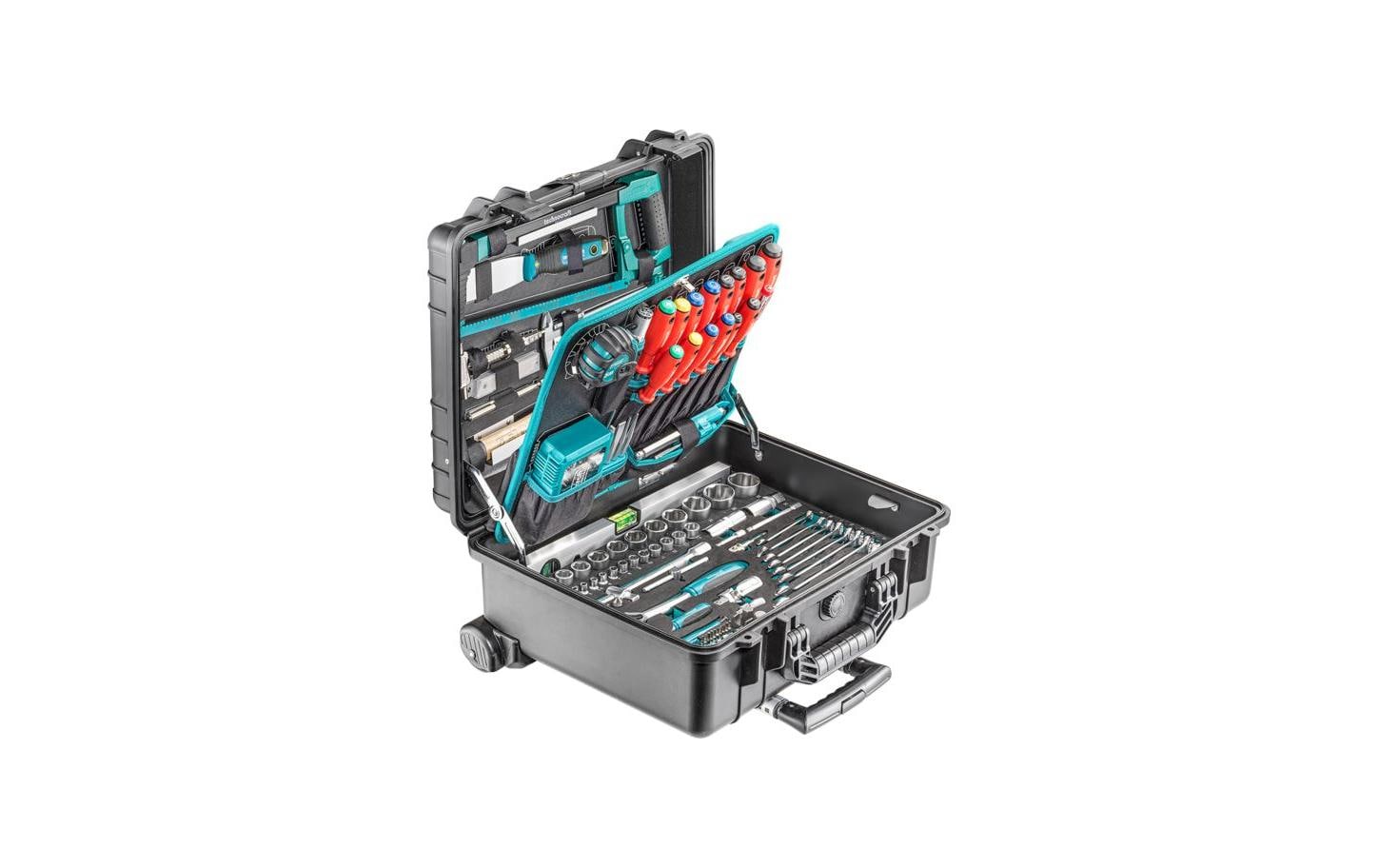 Technocraft Pro Trolley IP65 Werkzeugkoffer – bestückt, 213-teilig, mit 2 Rollen, schwarz