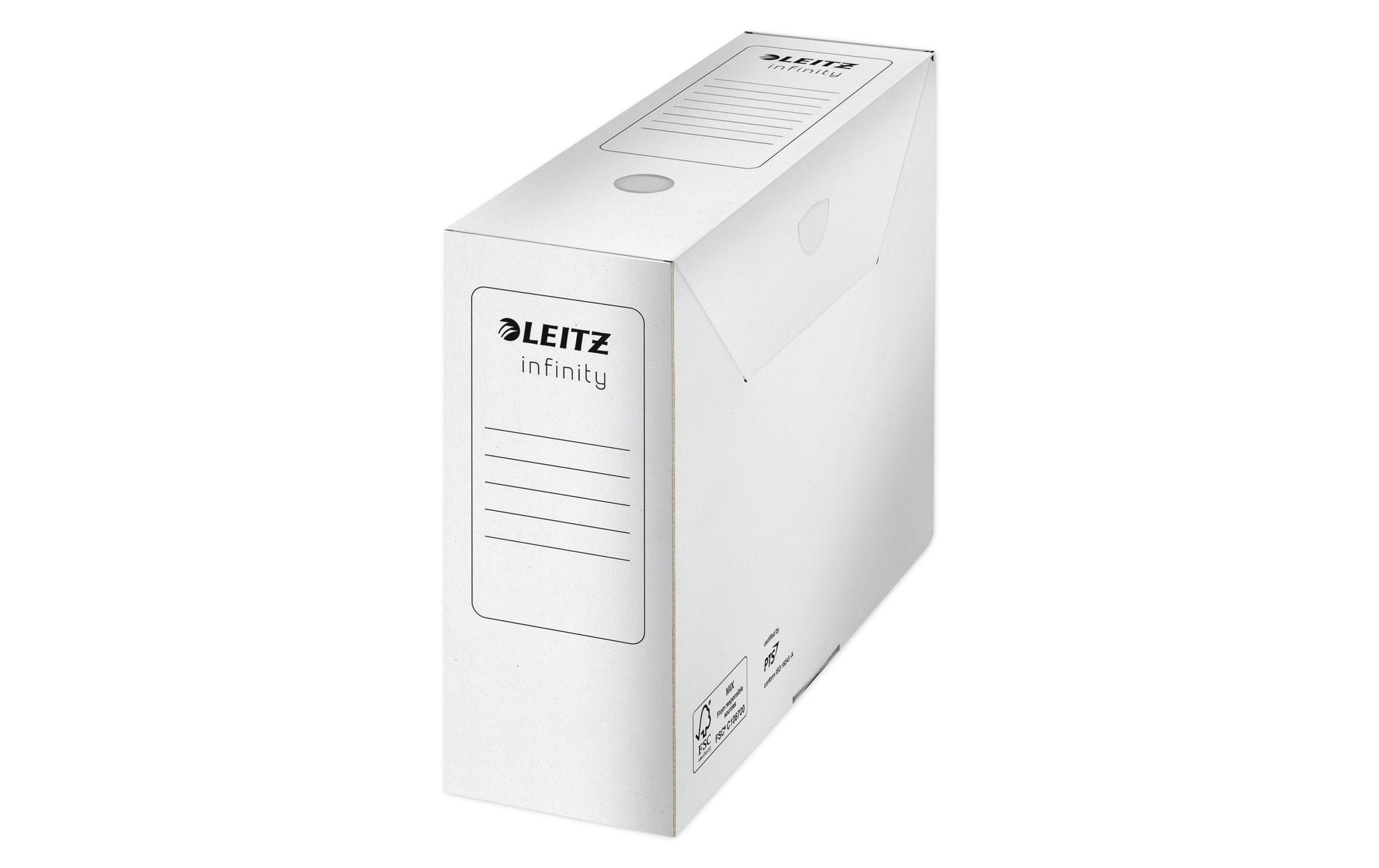 Leitz Archivschachtel – für A4, B 100 × H 255 × T 330 mm, mit Verschlusslasche, säurefrei, weiss, Karton