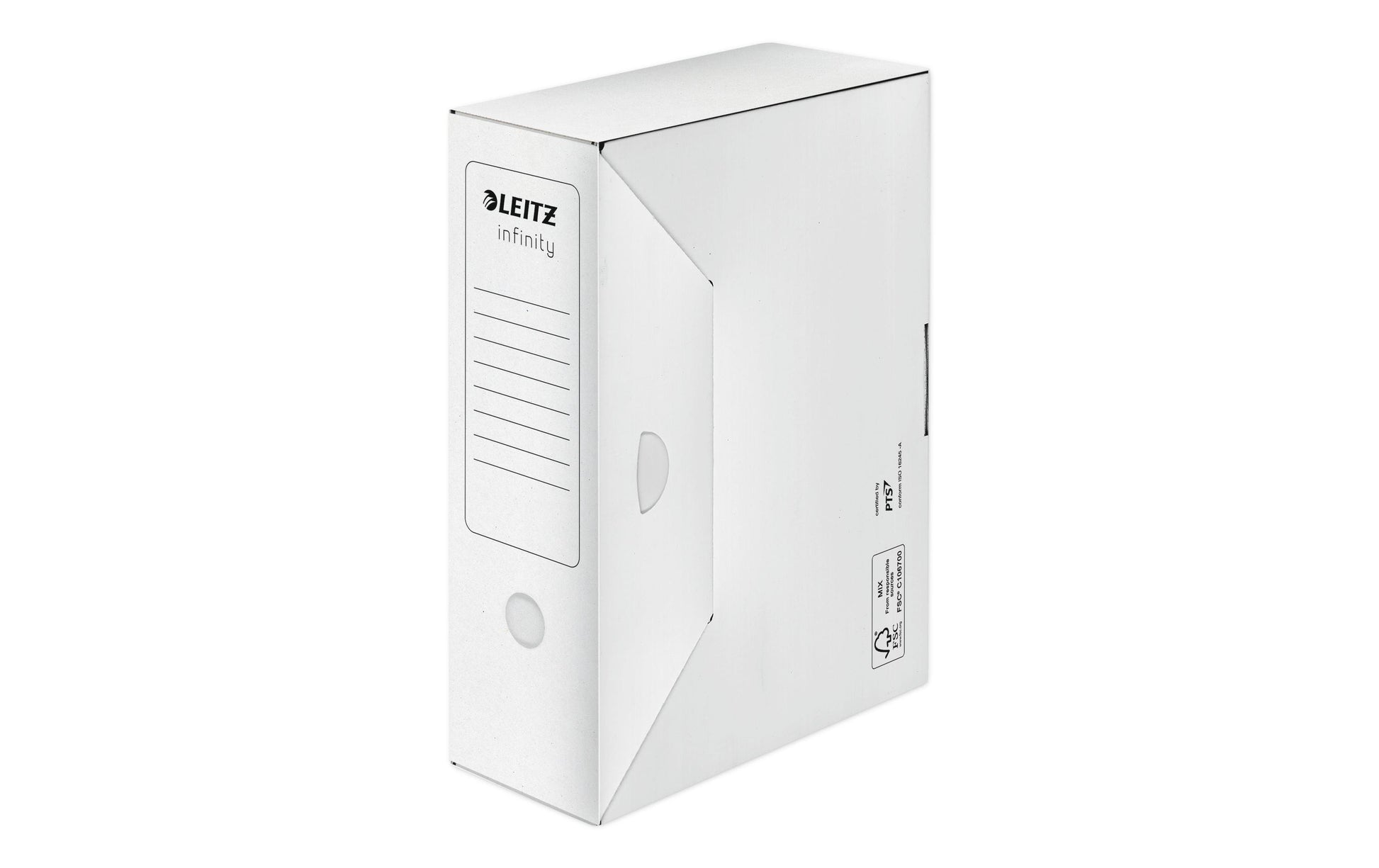 Leitz Archivschachtel – für A4, B 100 × H 255 × T 330 mm, mit Verschlusslasche, säurefrei, weiss, 10 Stück