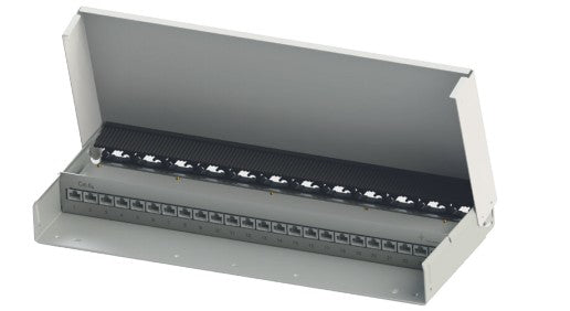 Telegärtner Mini-Verteiler MPD24 – Patchpanel Cat.6A (Klasse EA), 24× RJ-45, geschirmt, Aufputz, Reinweiss (RAL)