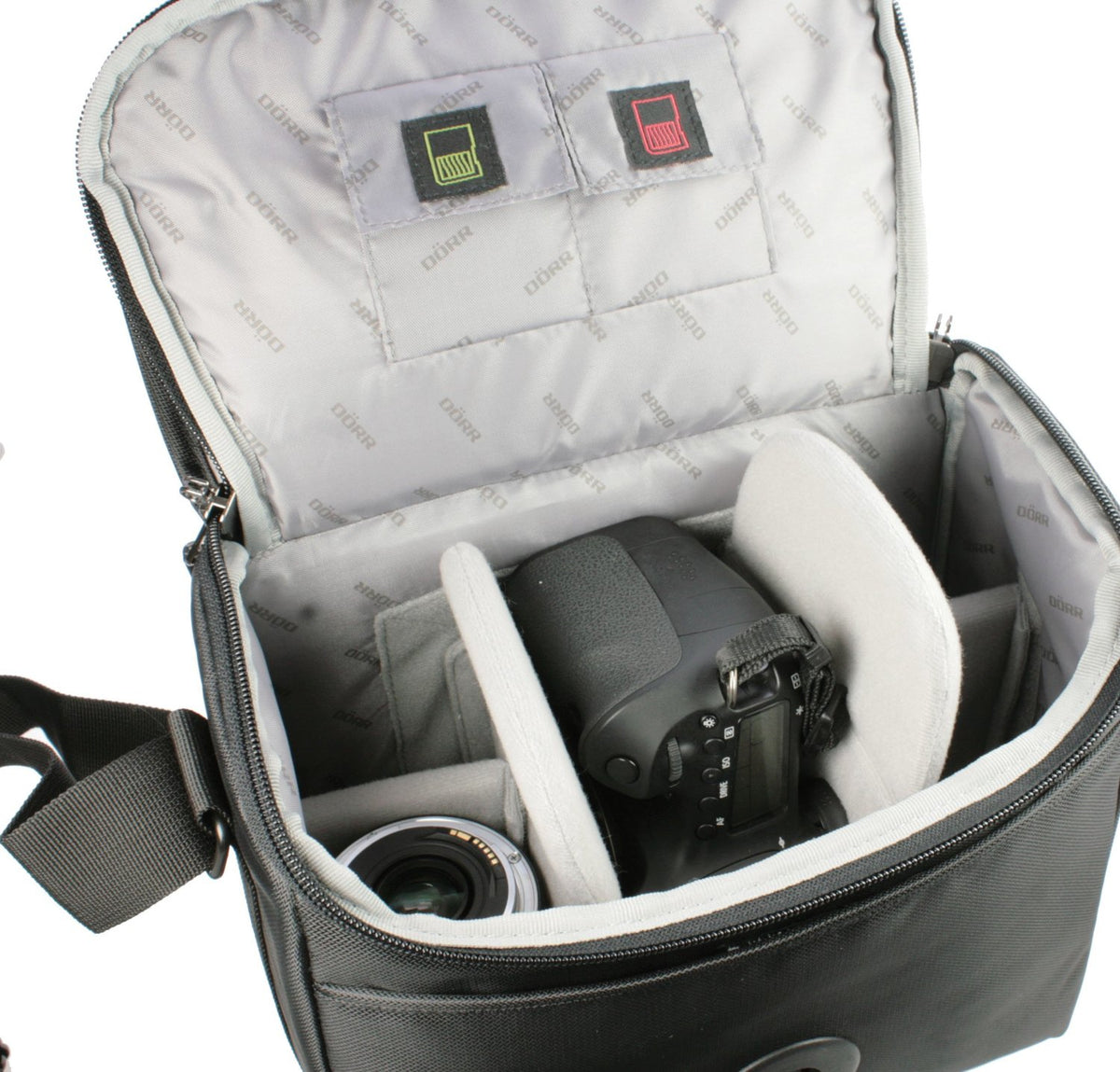 Dörr Fidlock kleine Kameratasche – Innen 220 × 115 × 180 mm, 4 Objektive, anpassbare Raumeinteilung – für DSLR