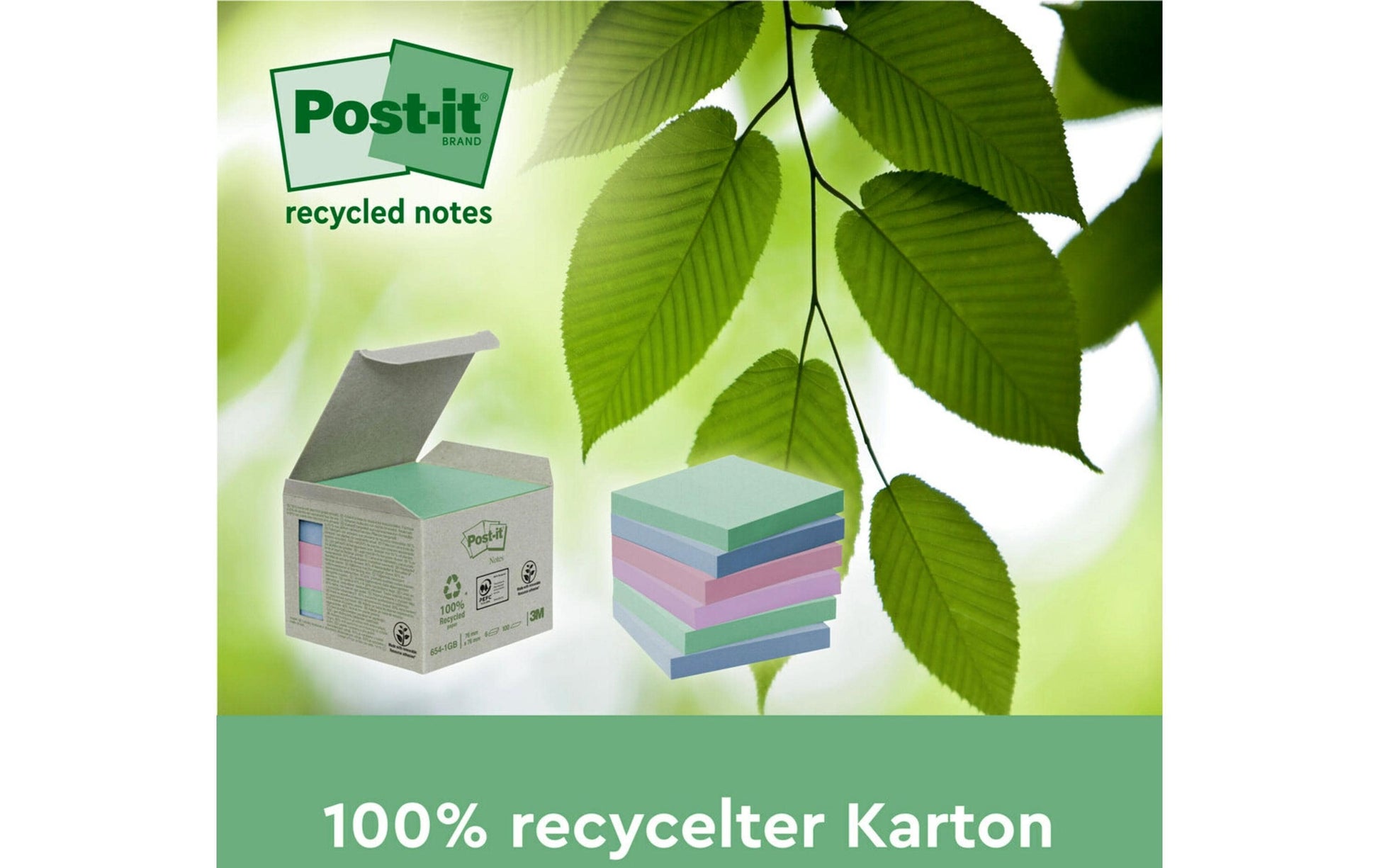 Post-it Haftnotizen – 76×76 mm – sortiert, 6×100 Blatt, PEFC