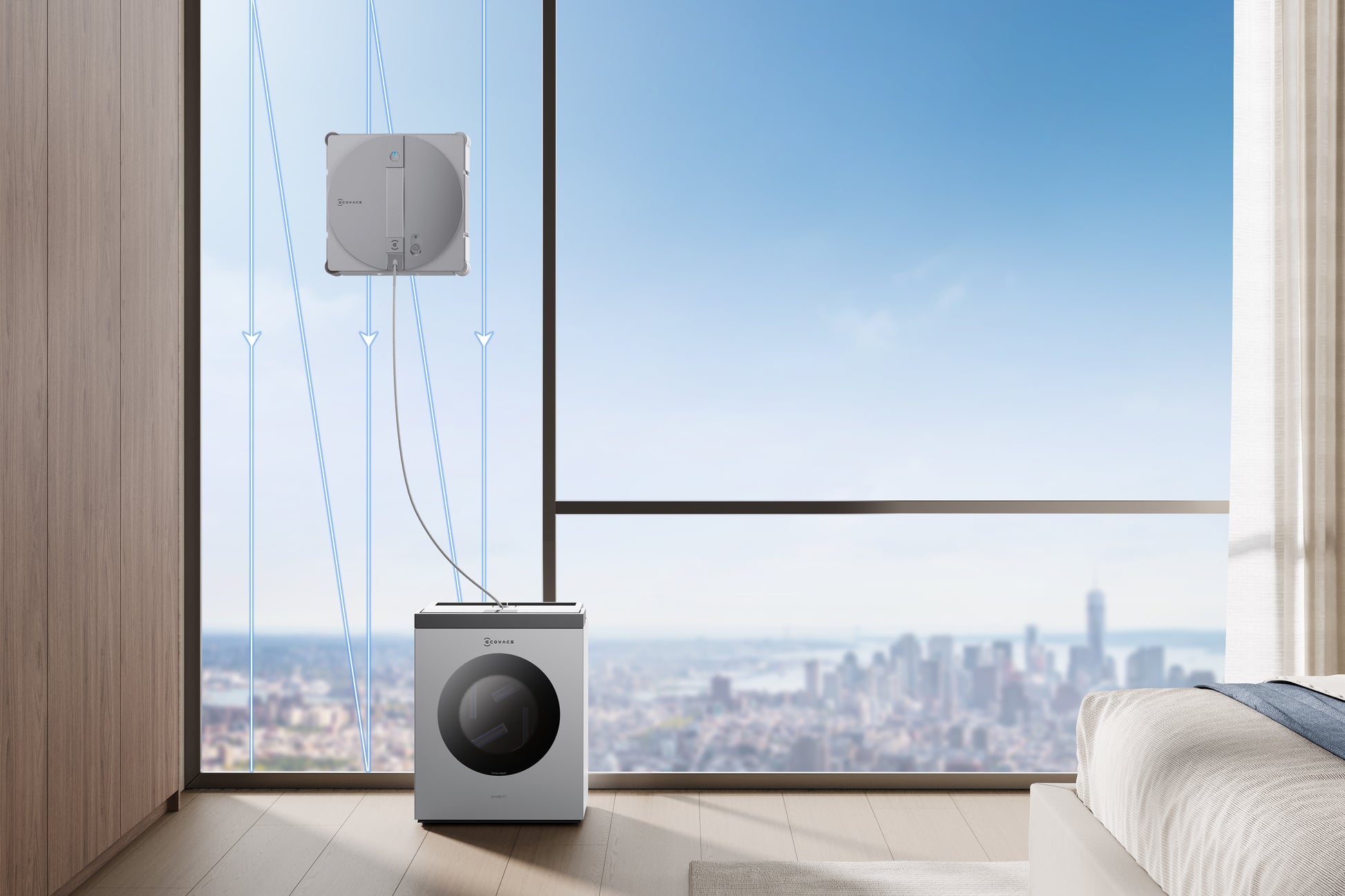 Ecovacs Reinigungsgerät WINBOT W3 OMNI – 110 min Betriebsdauer – Silber, Weiss – 27,0 × 27,0 × 7,6 cm