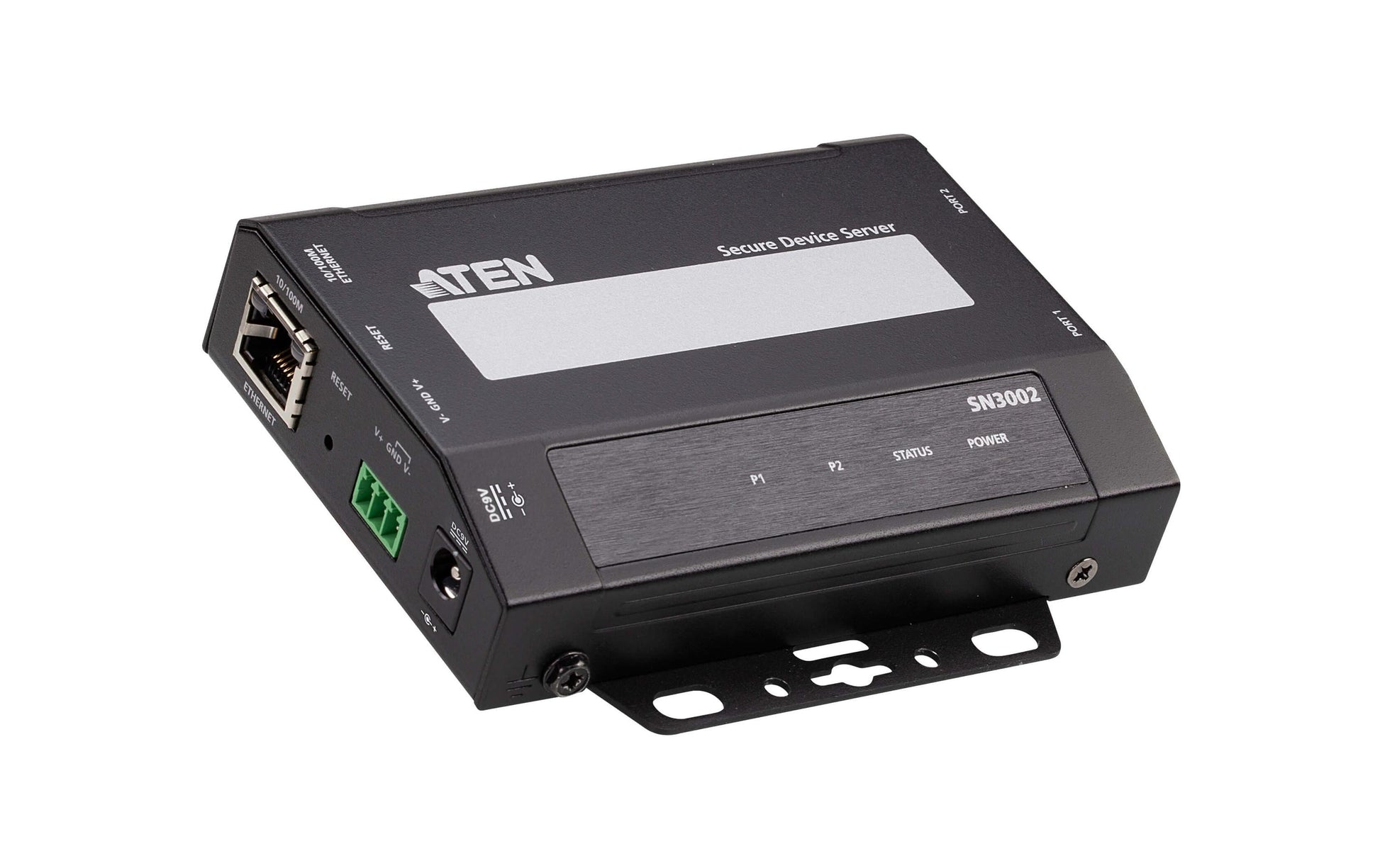 ATEN SN3002P Serieller Device-Server RS-232 zu Ethernet – 2-Port, 10/100 Mbit/s, PoE (802.3af) – Schwarz