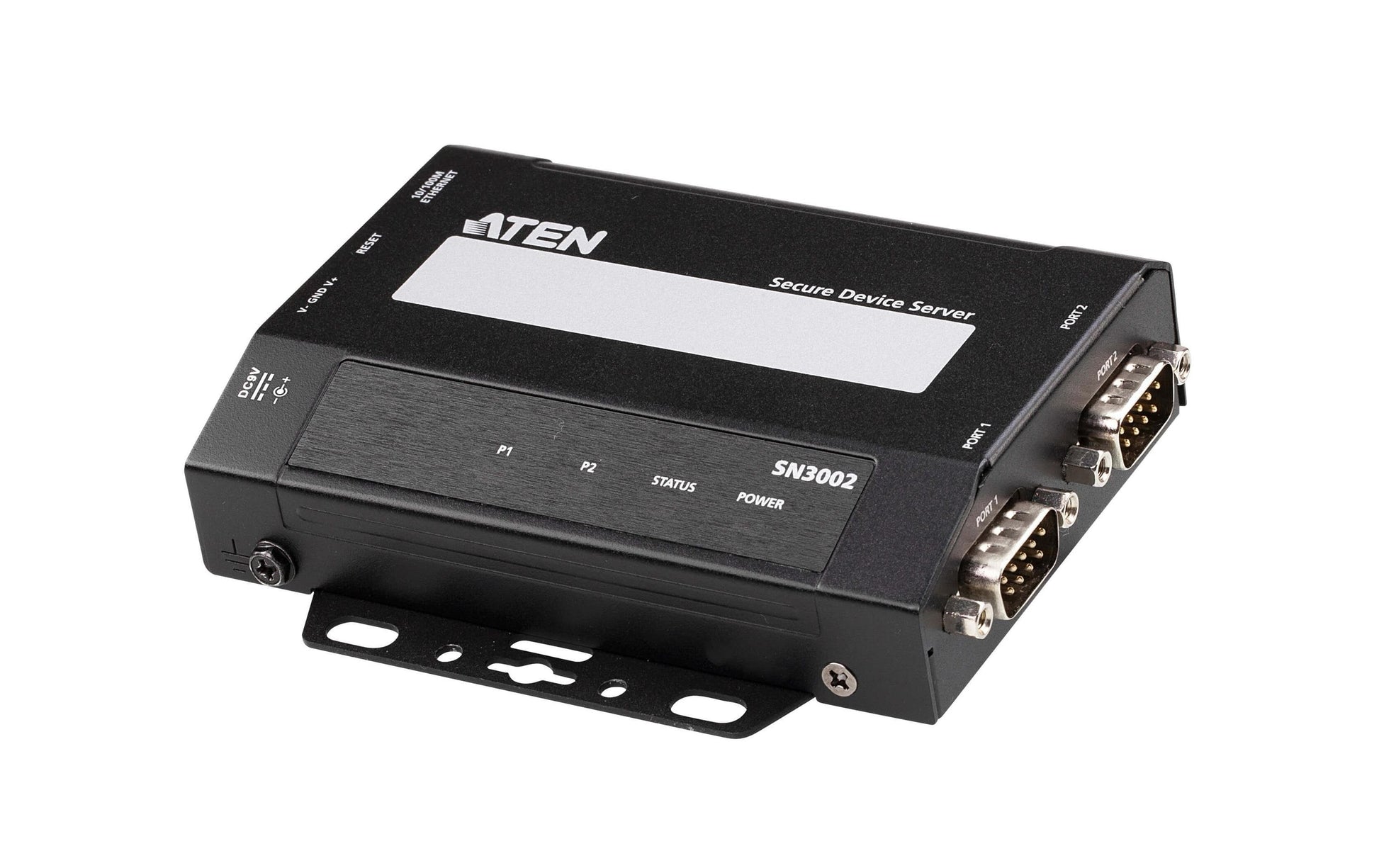 ATEN SN3002P Serieller Device-Server RS-232 zu Ethernet – 2-Port, 10/100 Mbit/s, PoE (802.3af) – Schwarz