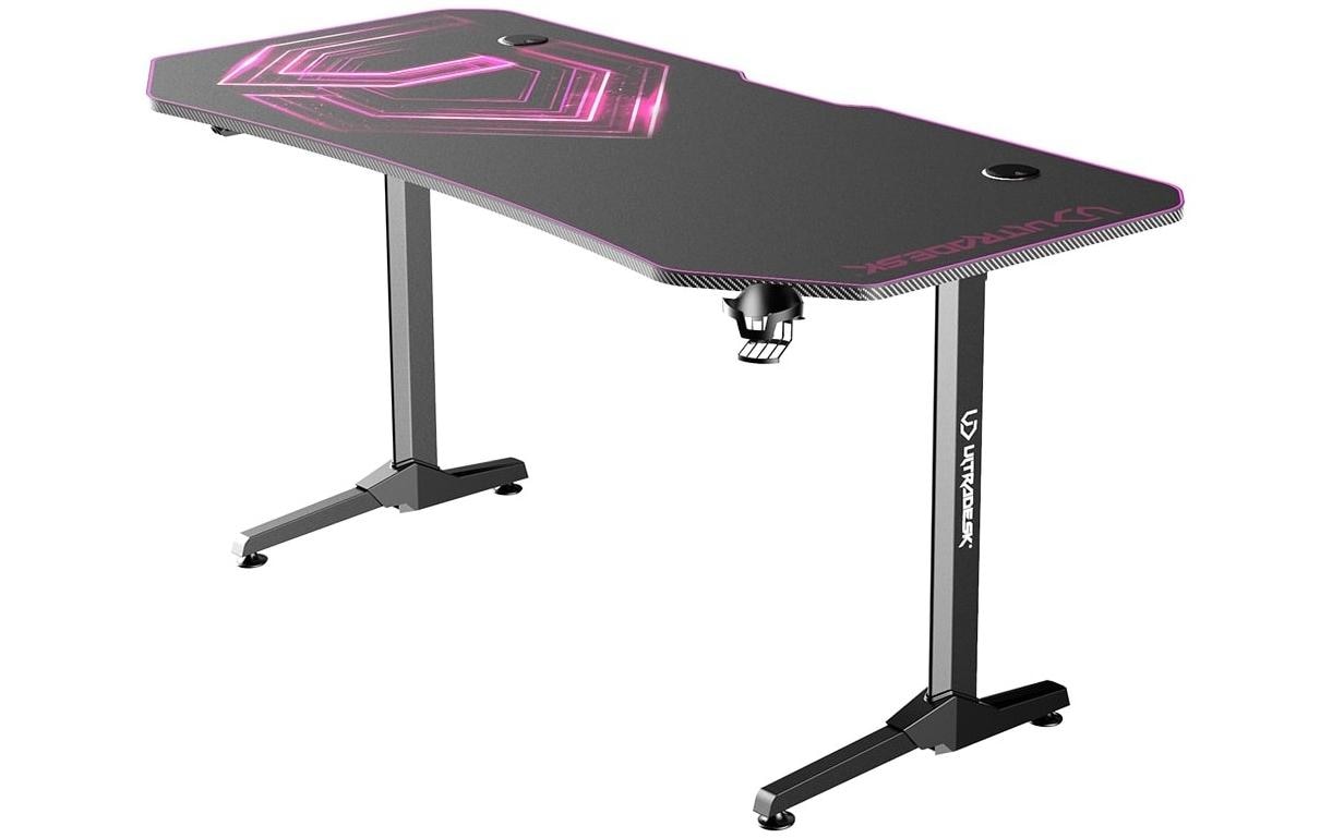 Ultradesk Rollbarer Computertisch, 1'750×750×760 mm, bis 100 kg, LED-RGB, schwarz/rosa