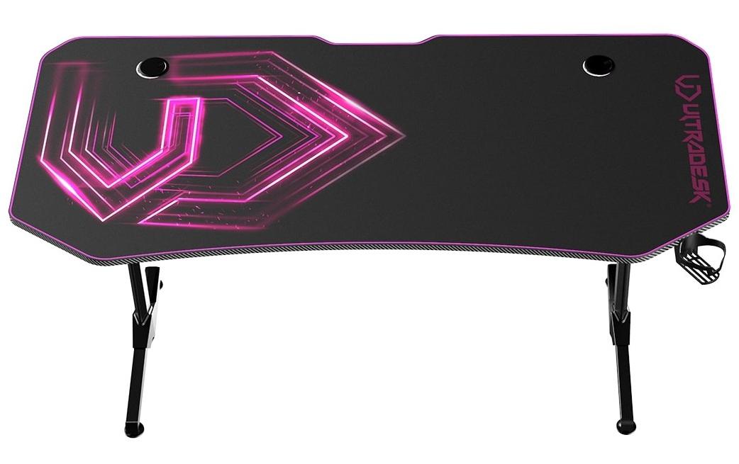 Ultradesk Rollbarer Computertisch, 1'750×750×760 mm, bis 100 kg, LED-RGB, schwarz/rosa