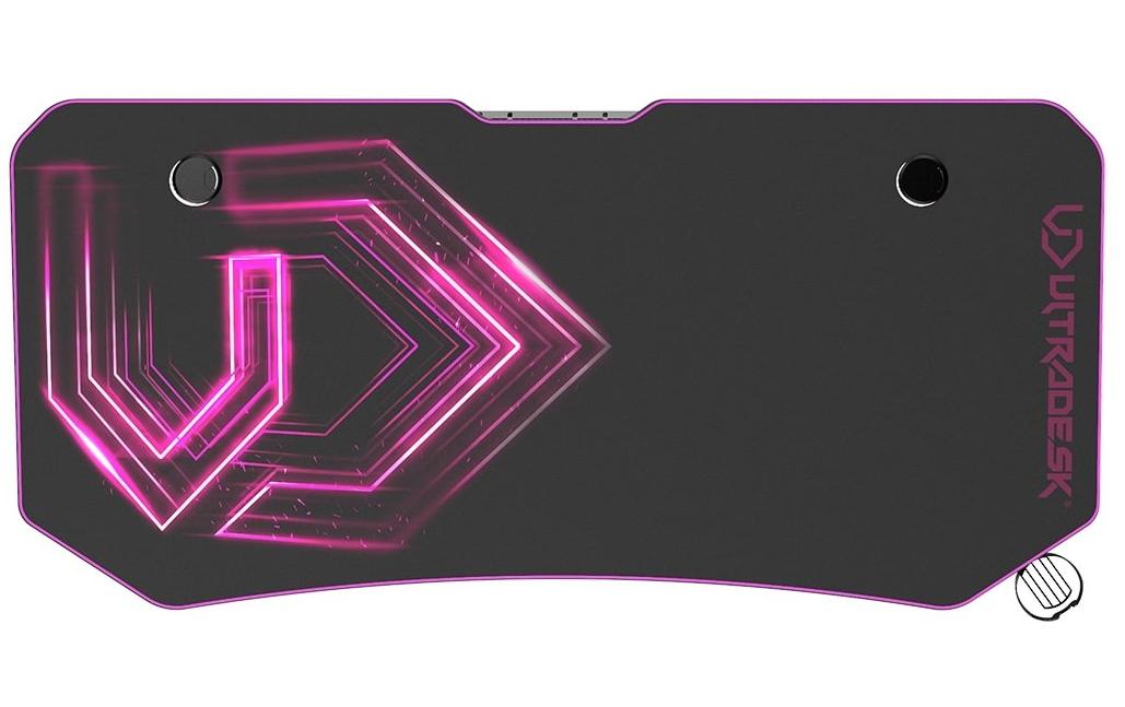 Ultradesk Rollbarer Computertisch, 1'750×750×760 mm, bis 100 kg, LED-RGB, schwarz/rosa