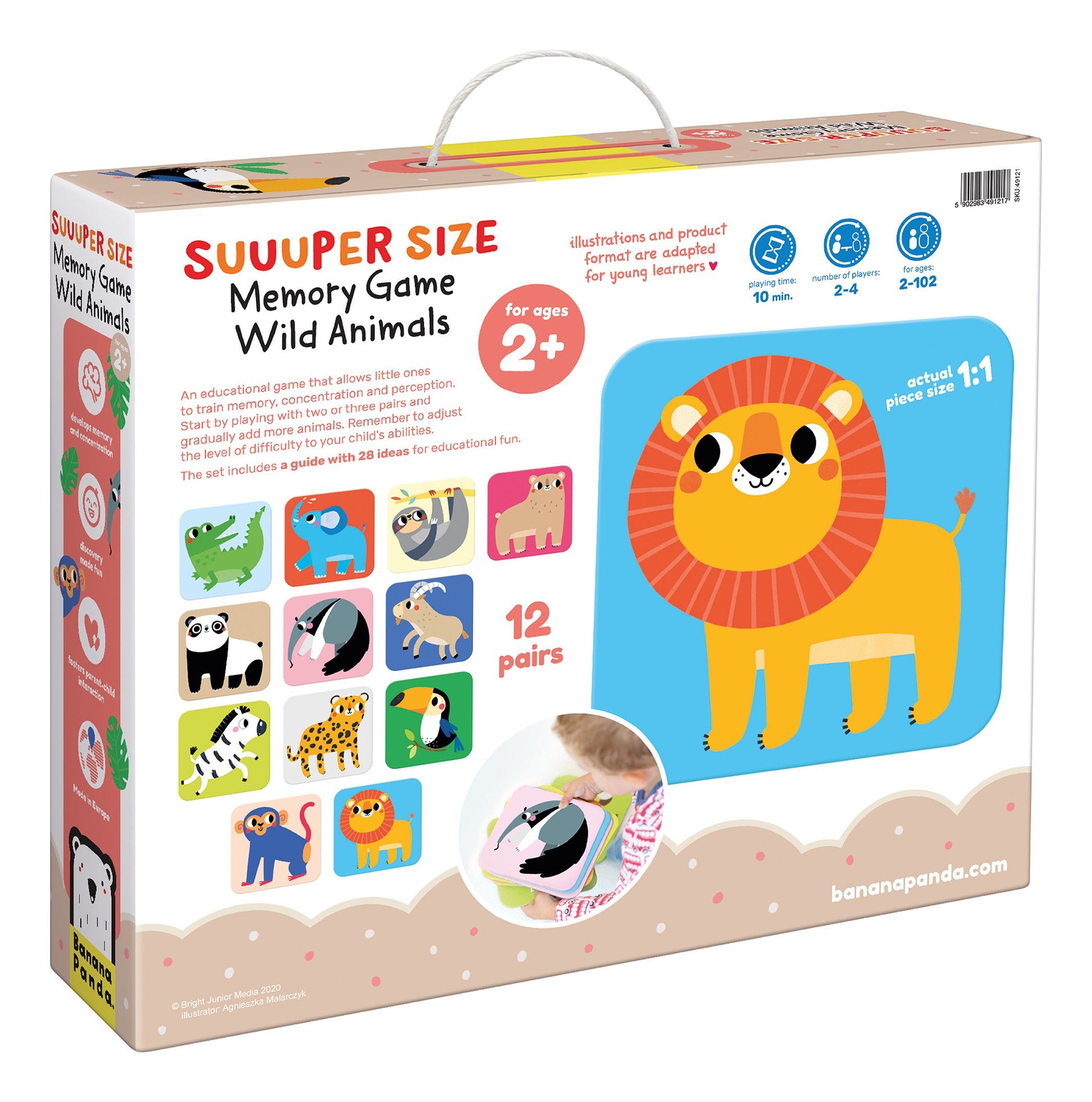 Banana Panda Suuuper Size Memory Wild Animals – Brettspiel, 2–4 Spieler, ab 2 Jahren, 10 Min., mehrsprachig
