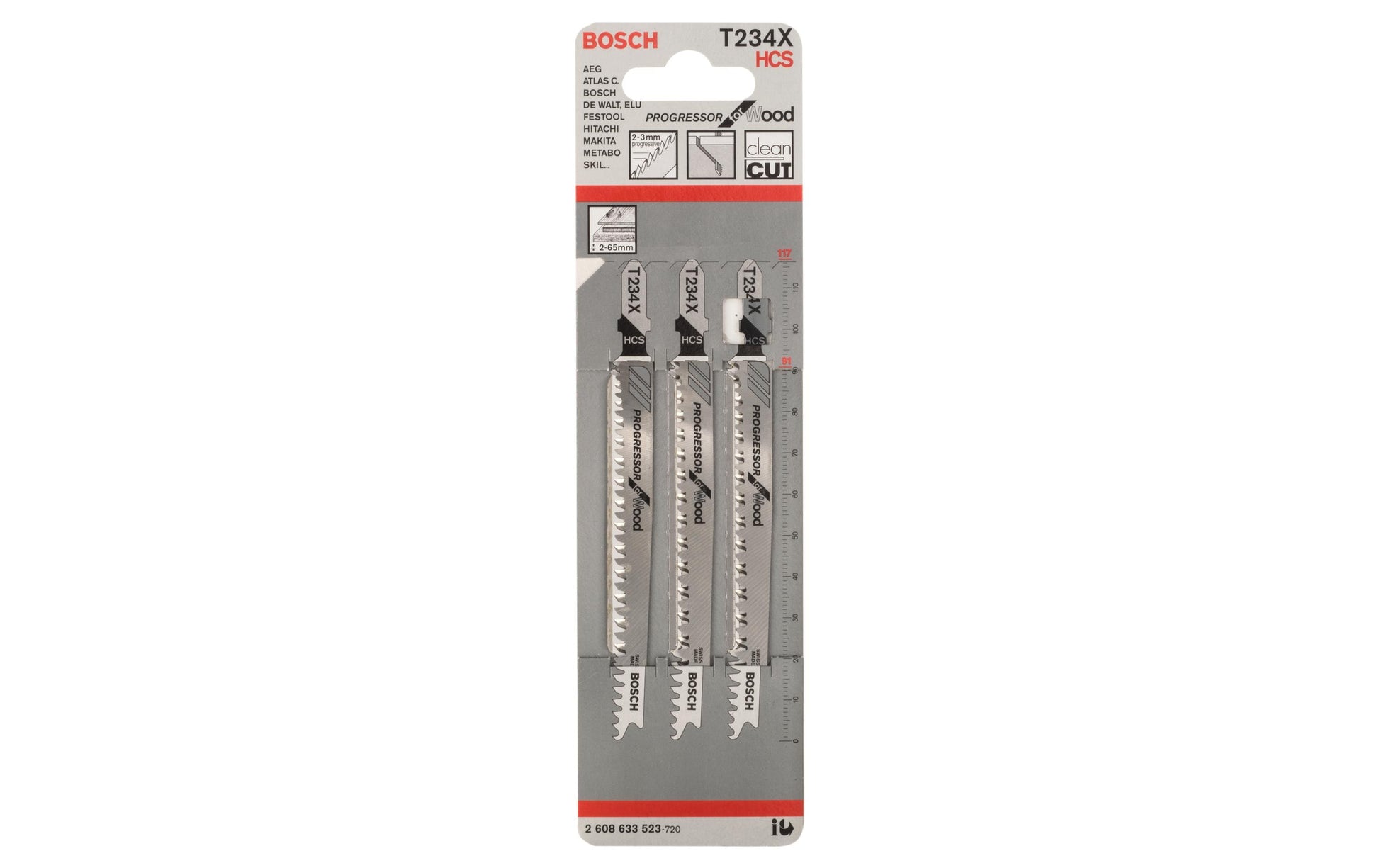 Bosch Professional T 234 X Stichsägeblatt 117 mm HCS – für Holz – 5 Stk
