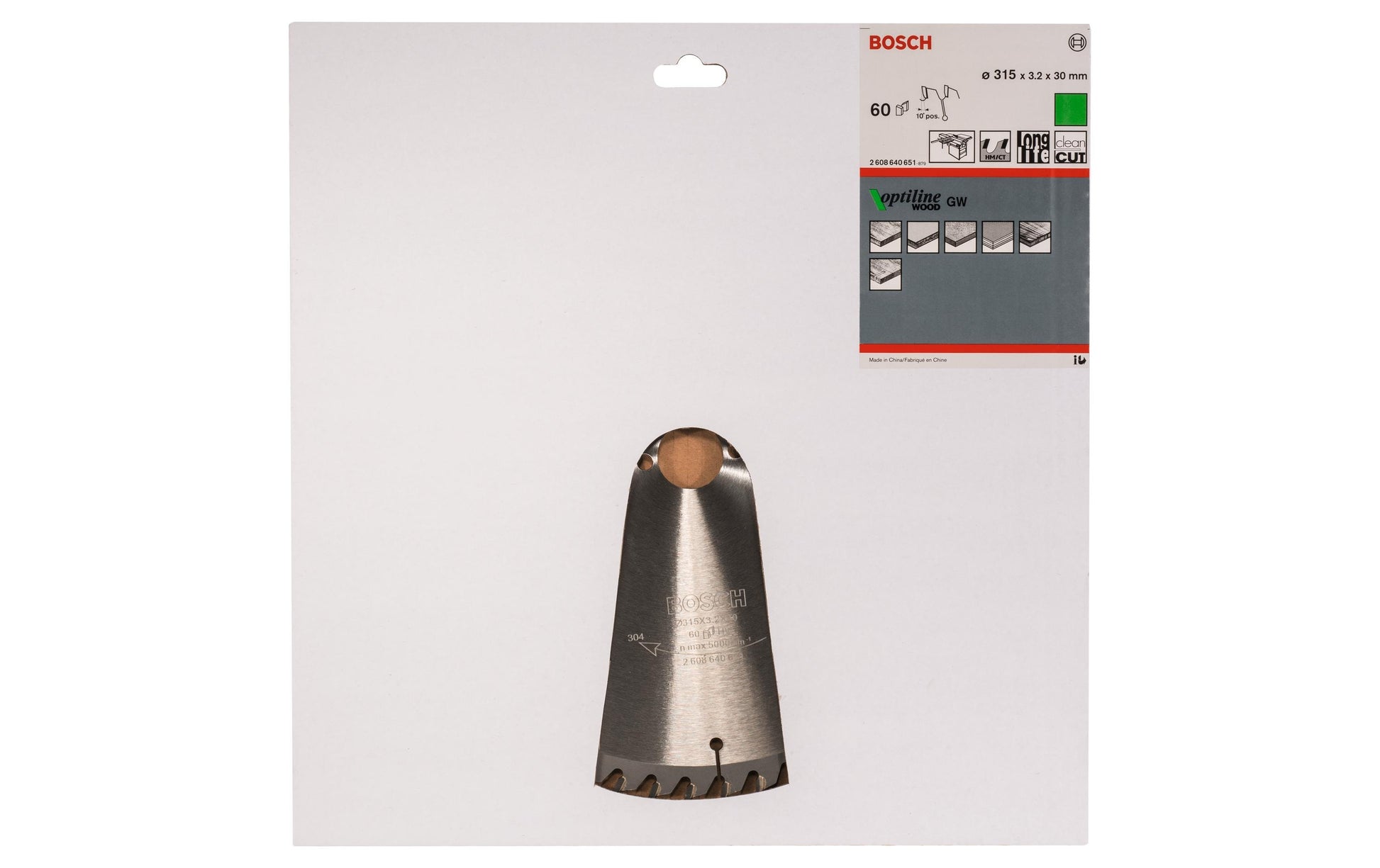 Bosch Professional – Kreissägeblatt, Optiline Wood, 60 Zähne, 315 mm × 30 mm × 3,2 mm