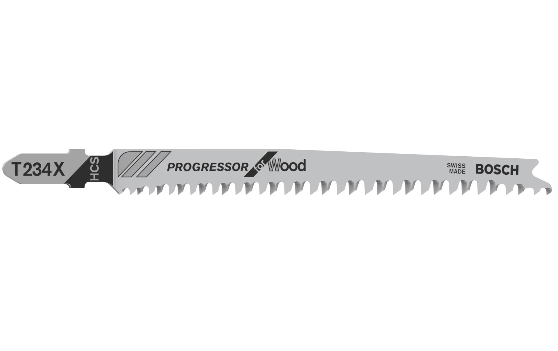Bosch Professional T 234 X Stichsägeblatt 117 mm HCS – für Holz – 5 Stk