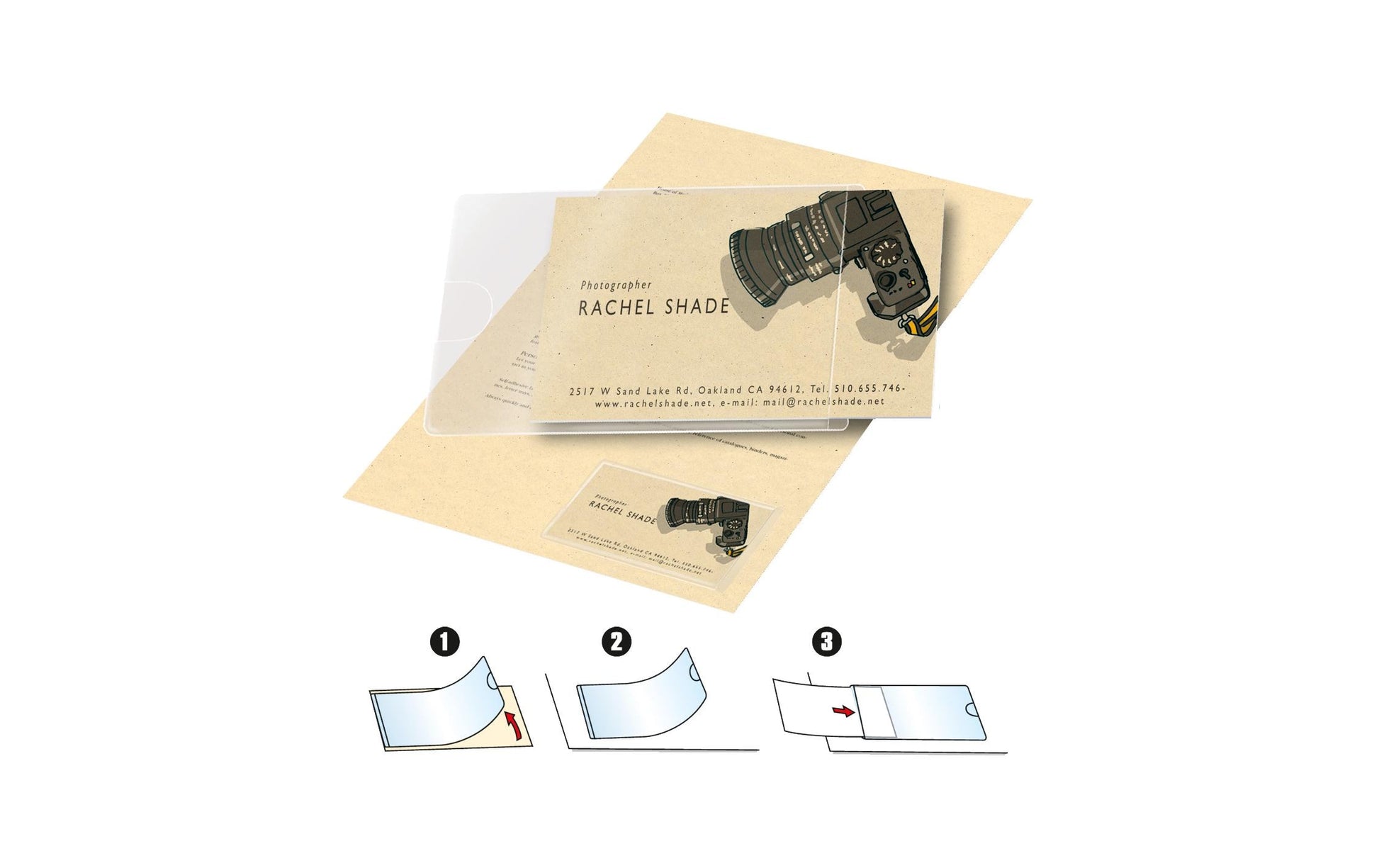 3L Visitenkartentaschen – 56 × 93 mm, Kunststoff, Transparent, 50 Stück