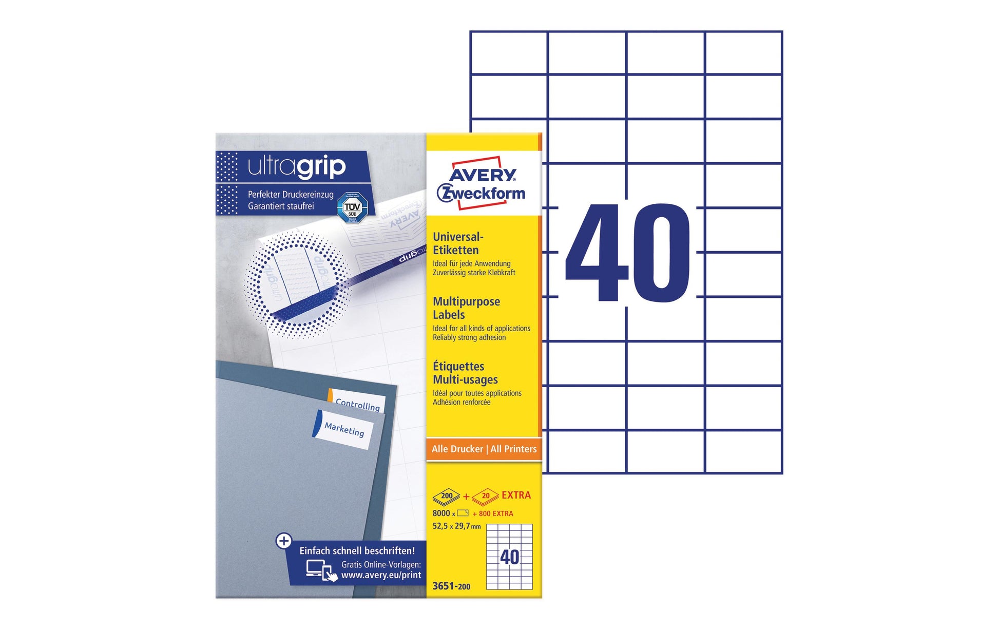 Avery Schuletiketten – 52,5×29,7 mm, Papier, permanent haftend