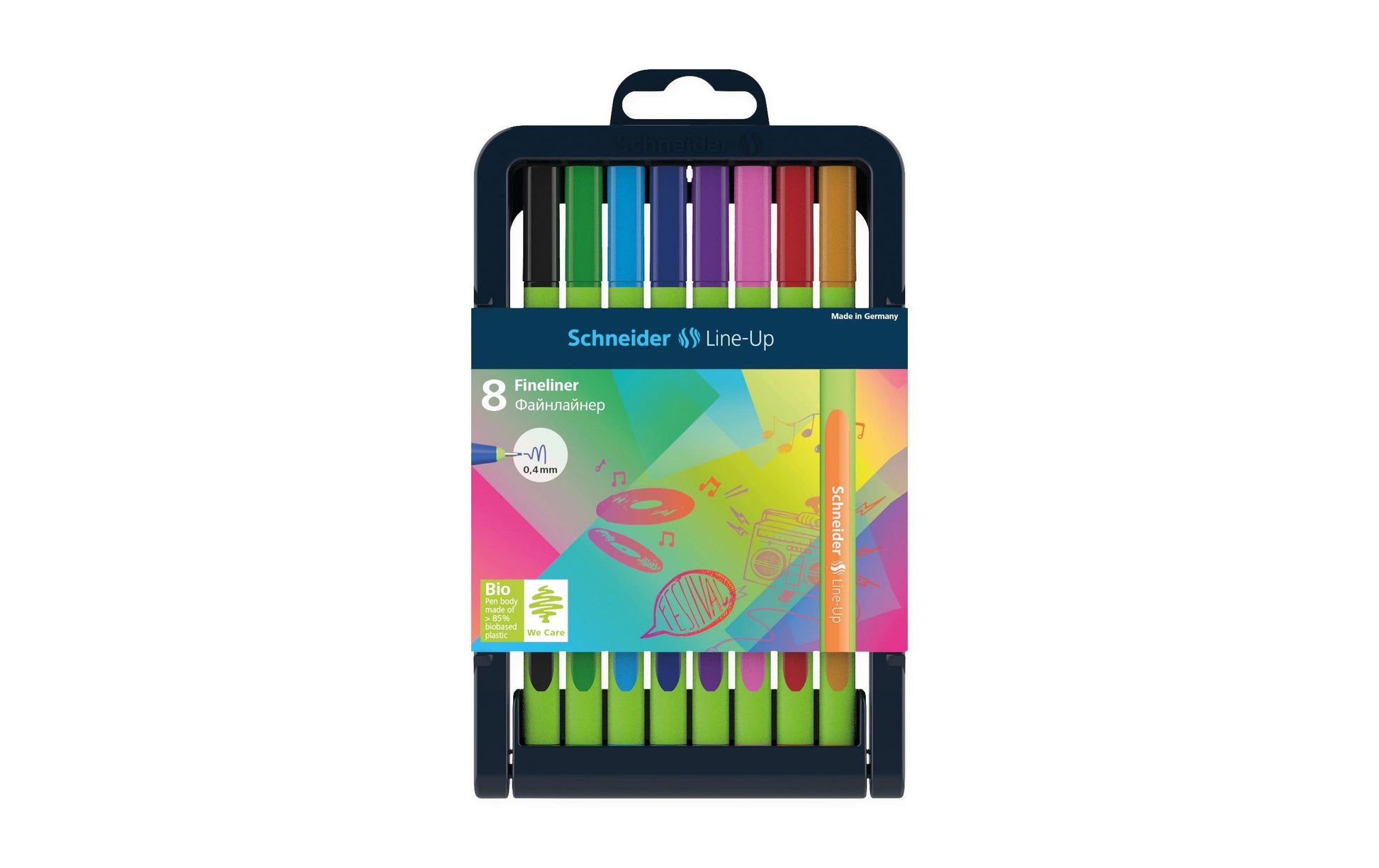 Schneider Schreibgeräte Line-Up Fineliner Etui – 8 Stk., 0,4 mm, sortiert