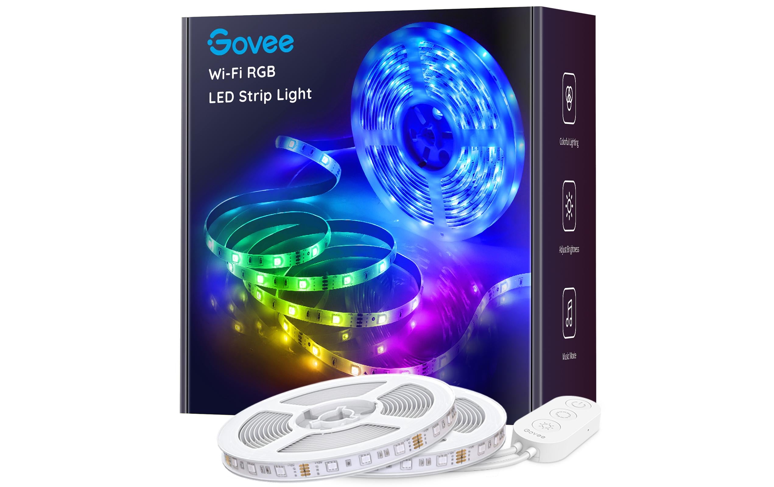 Govee LED-Strip – 10 m, RGB, WiFi/BT, für Govee Home App, weiss